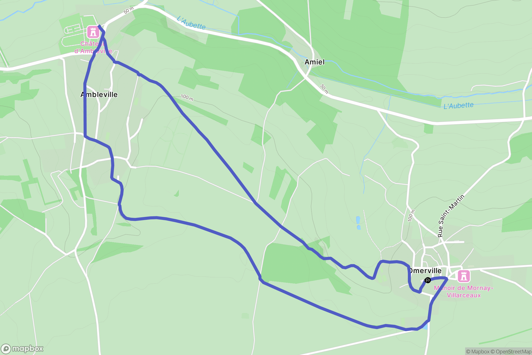 Omerville : carte du parcours de randonnée - France