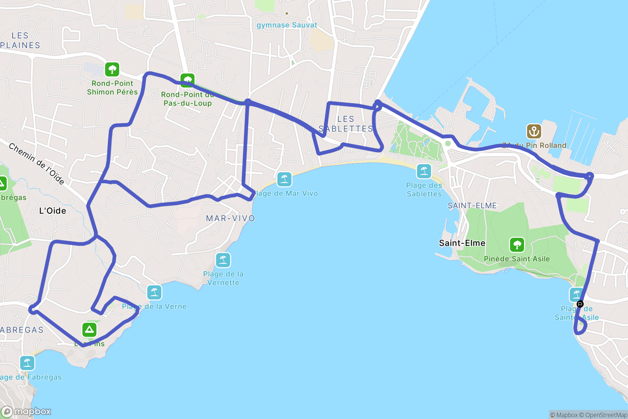 saint Mandrier sur Mer : carte du parcours de randonnée - France