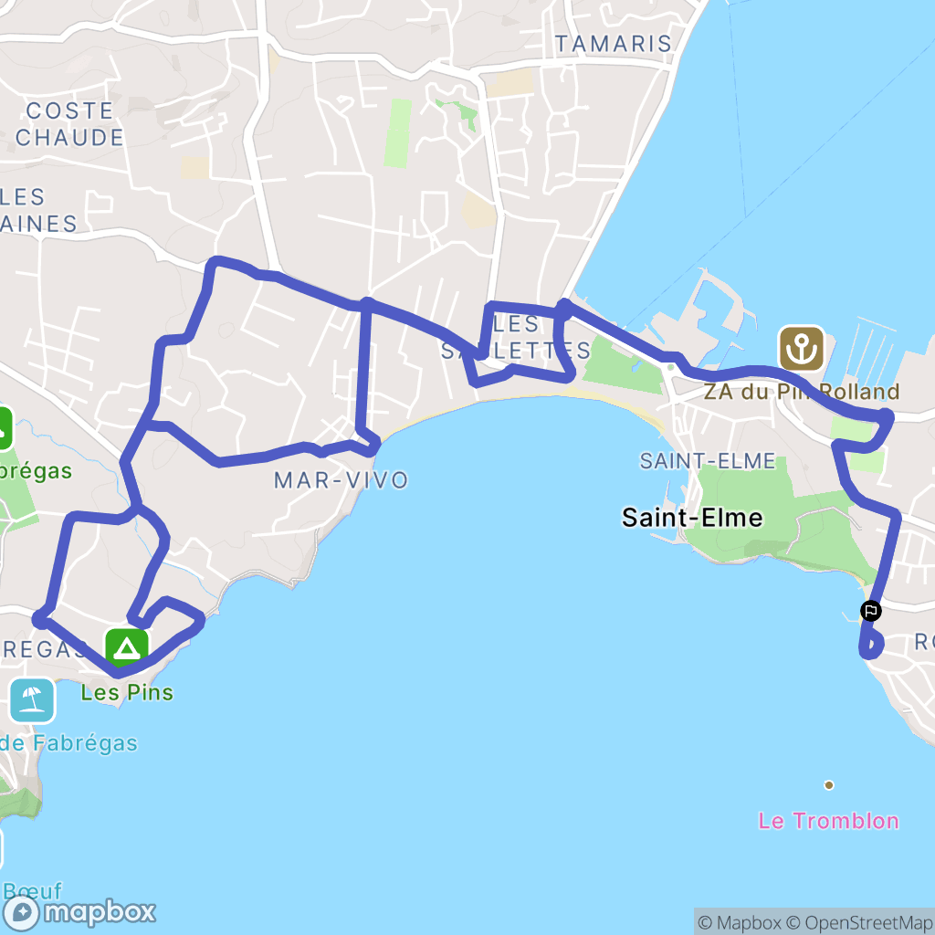 saint Mandrier sur Mer : carte du parcours de randonnée - France