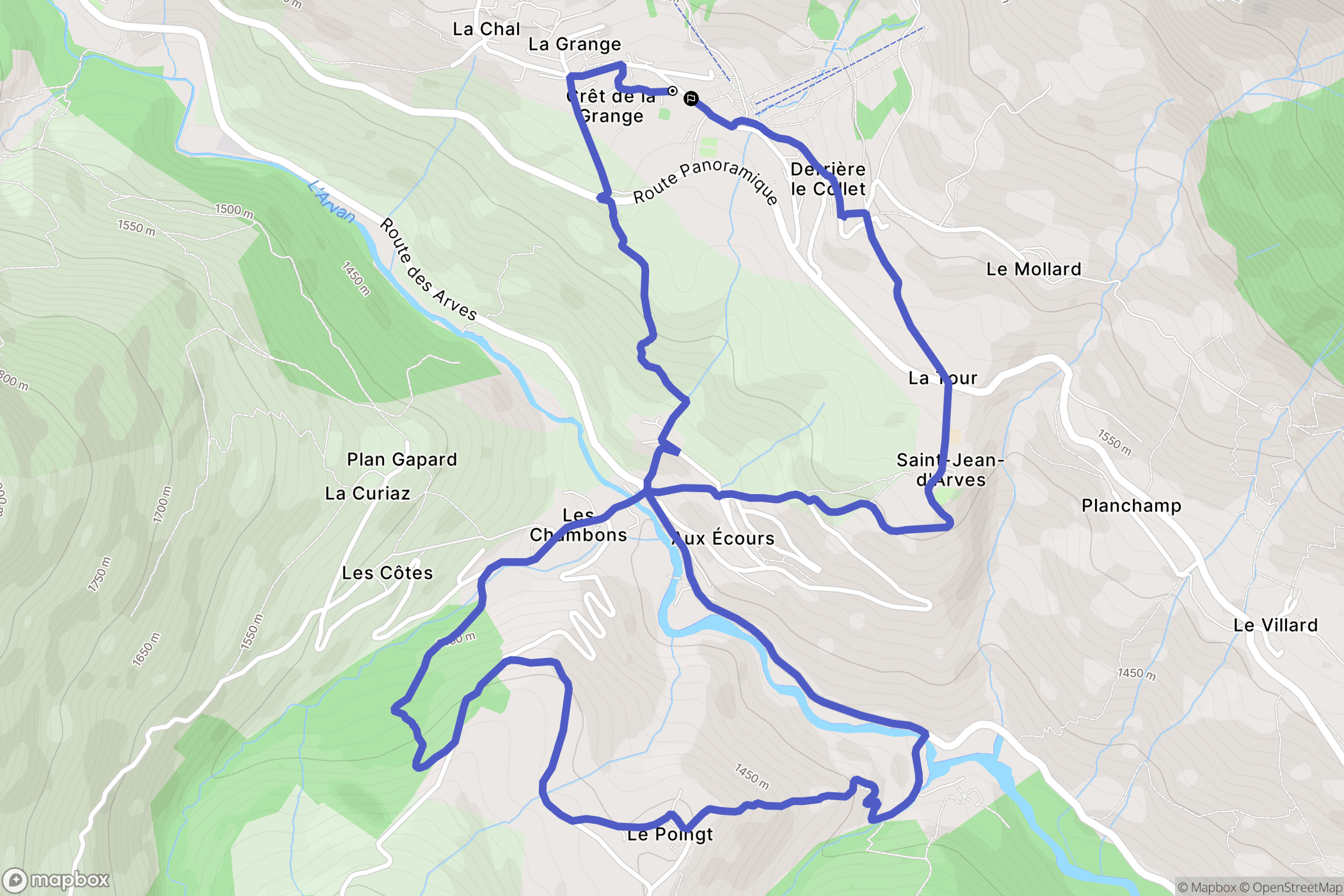 Saint-Jean-d'Arves : carte du parcours de randonnée - France