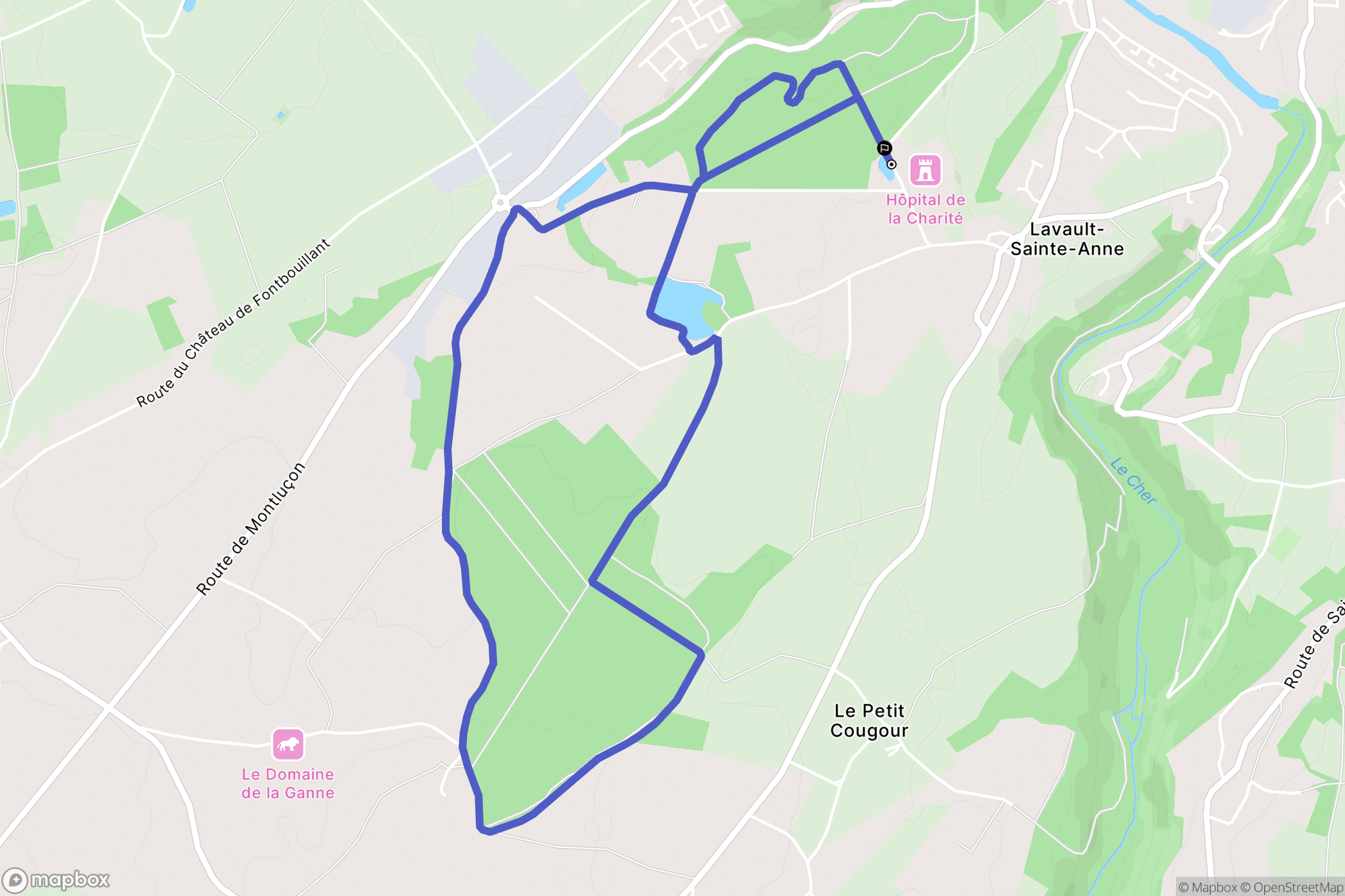 Montluçon : carte du parcours de randonnée - France