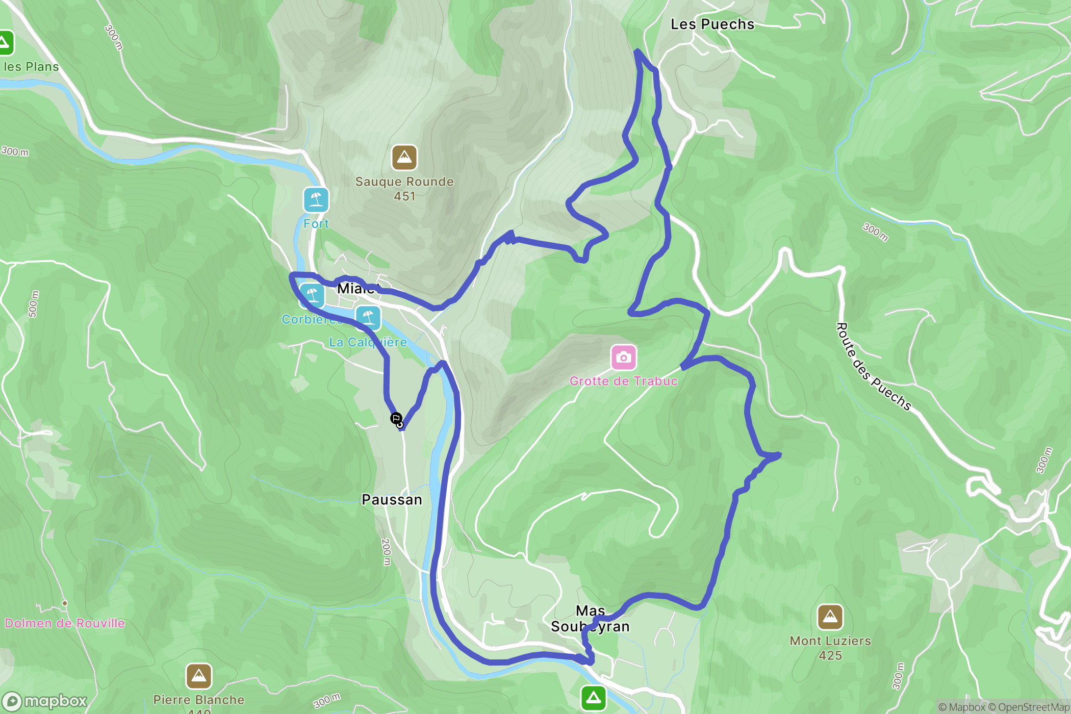 Mialet : carte du parcours de randonnée - France