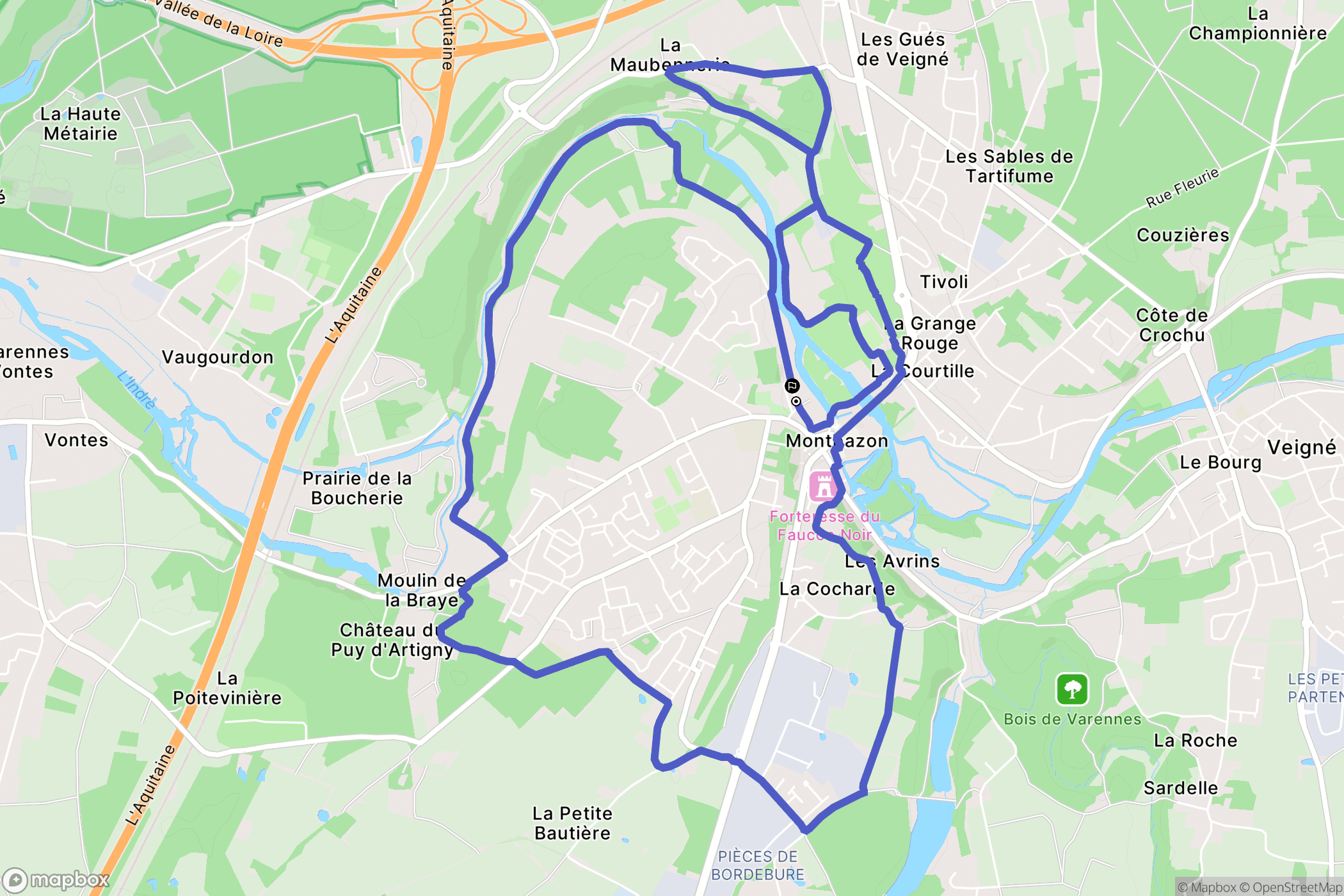 Montbazon : carte du parcours de randonnée - France
