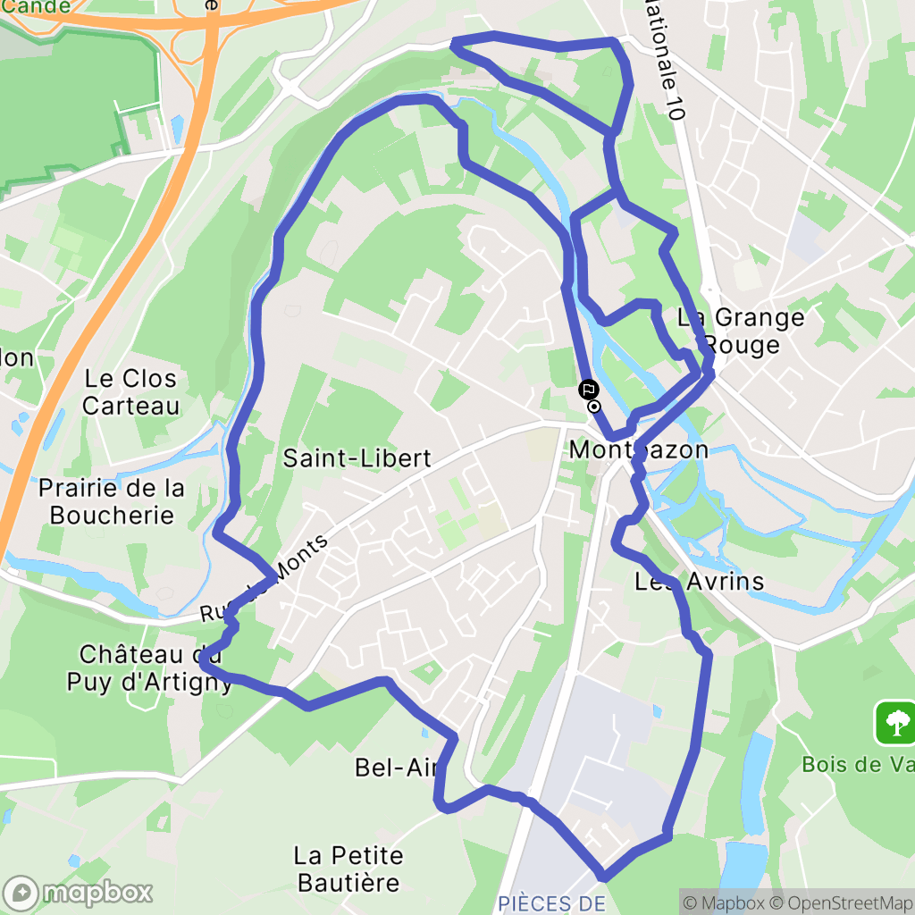 Montbazon : carte du parcours de randonnée - France
