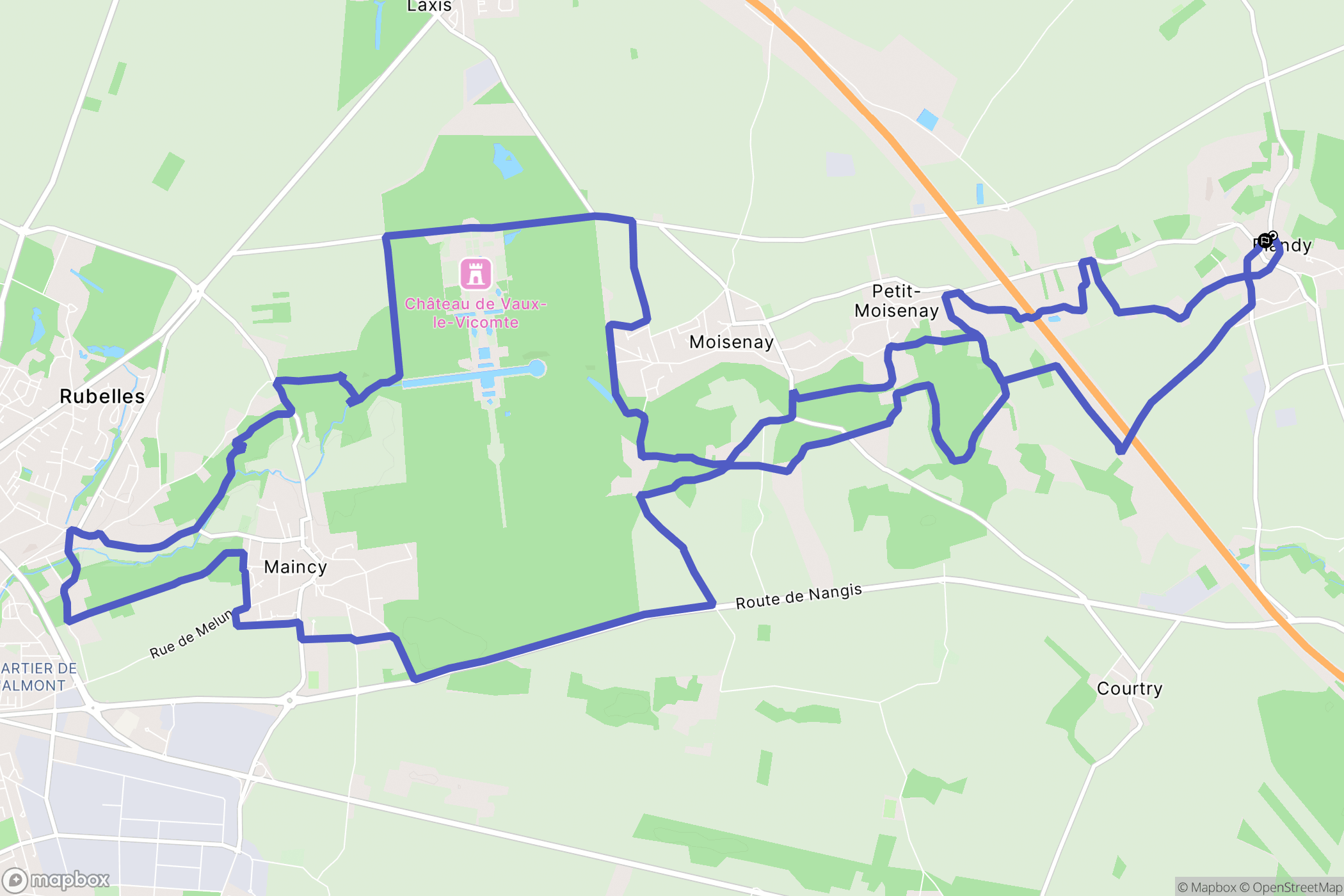 Blandy : carte du parcours de randonnée - France