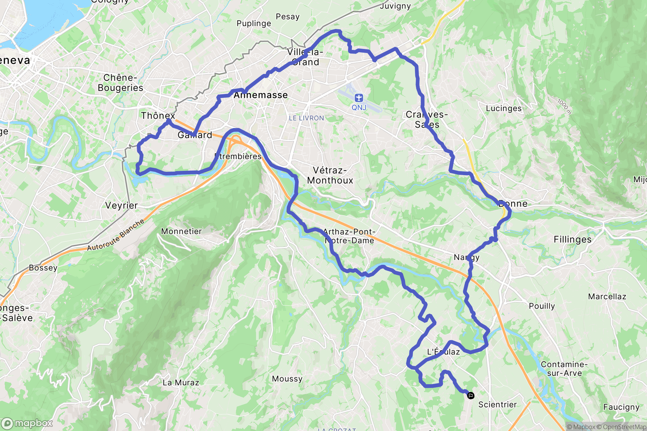 Scientrier : carte du parcours de randonnée - France