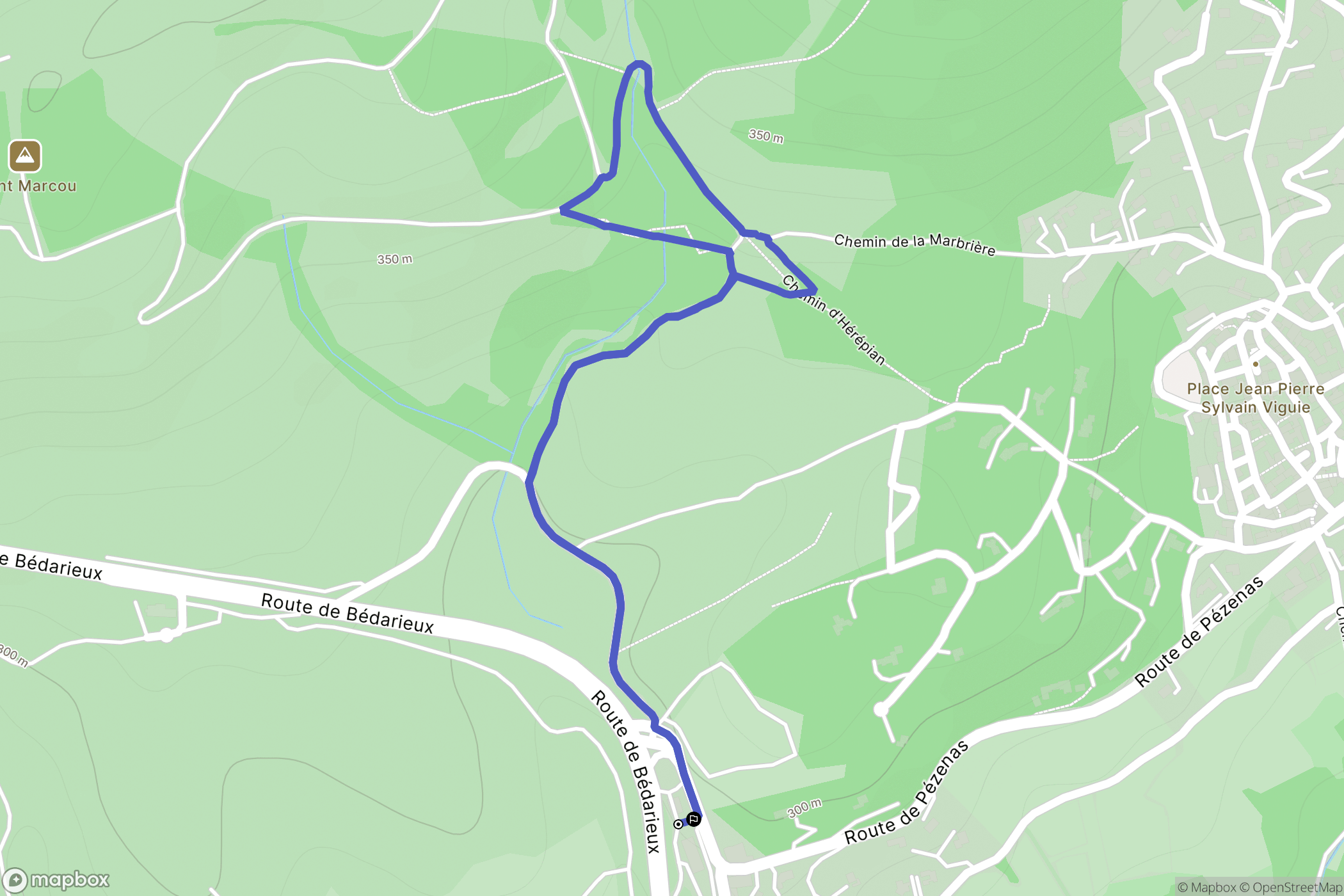 Faugères : carte du parcours de randonnée - France