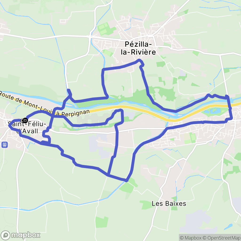 Saint-Féliu-d'Avall : carte du parcours de randonnée - France