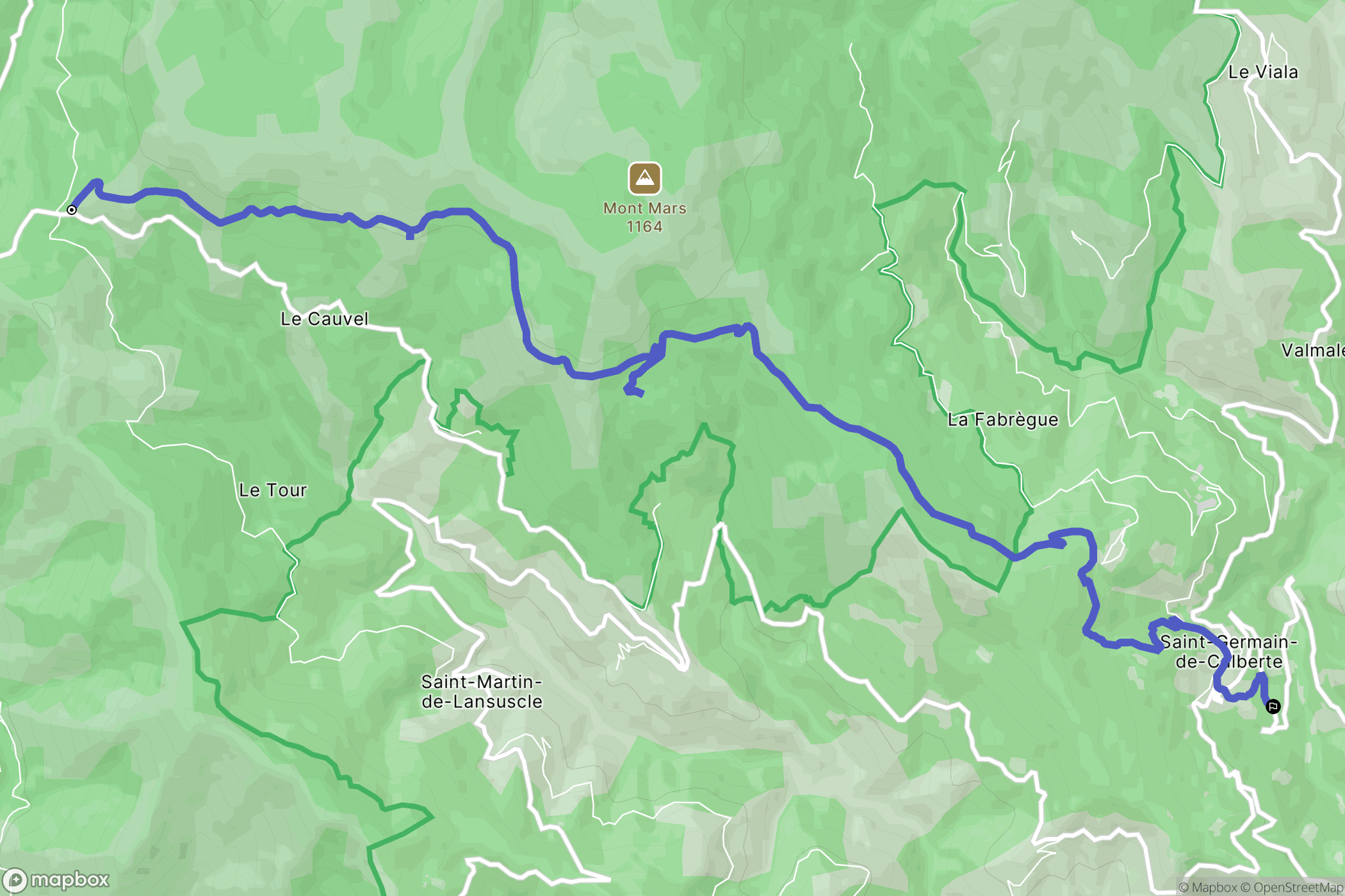 Cassagnas : carte du parcours de randonnée - France