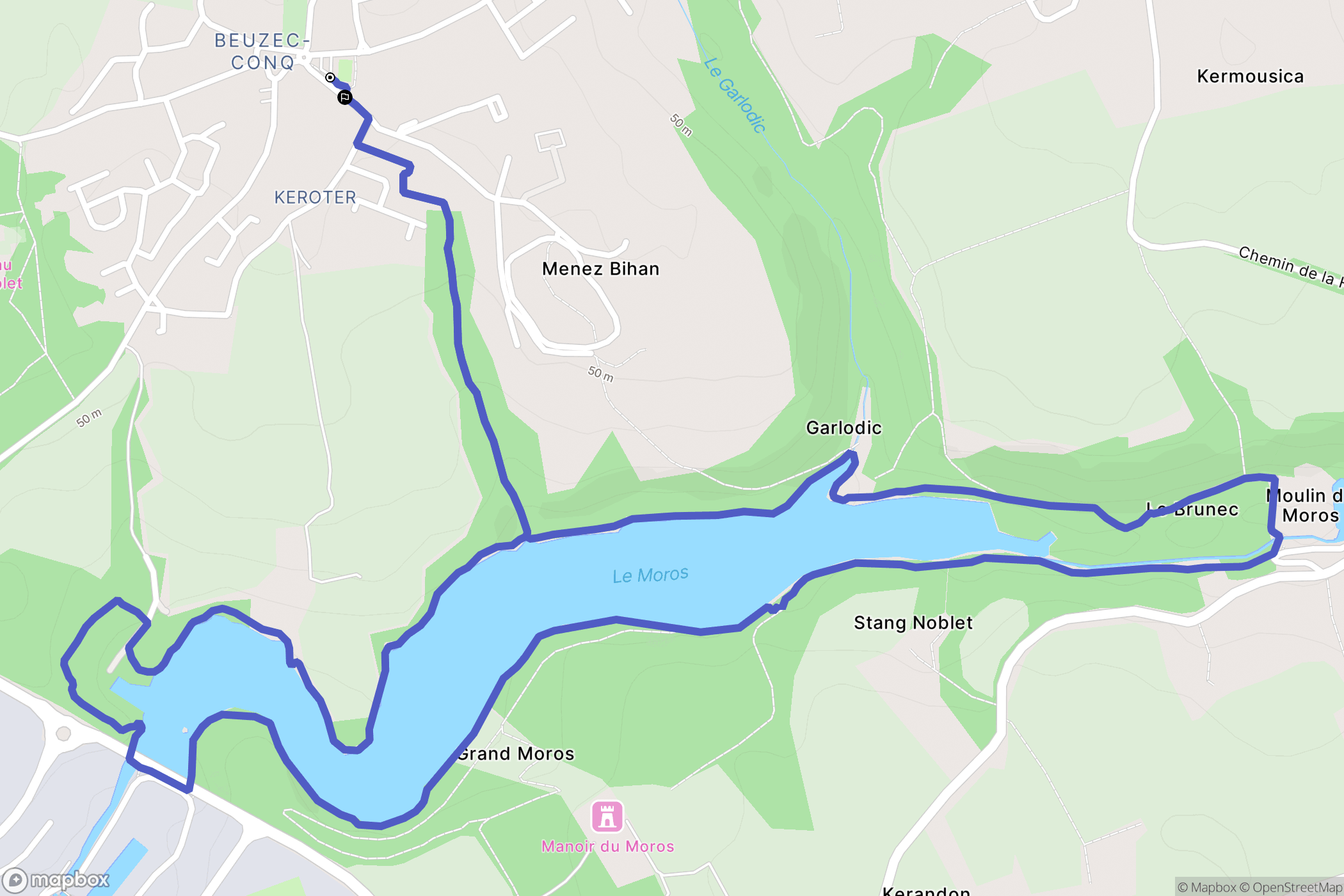 Concarneau : carte du parcours de randonnée - France