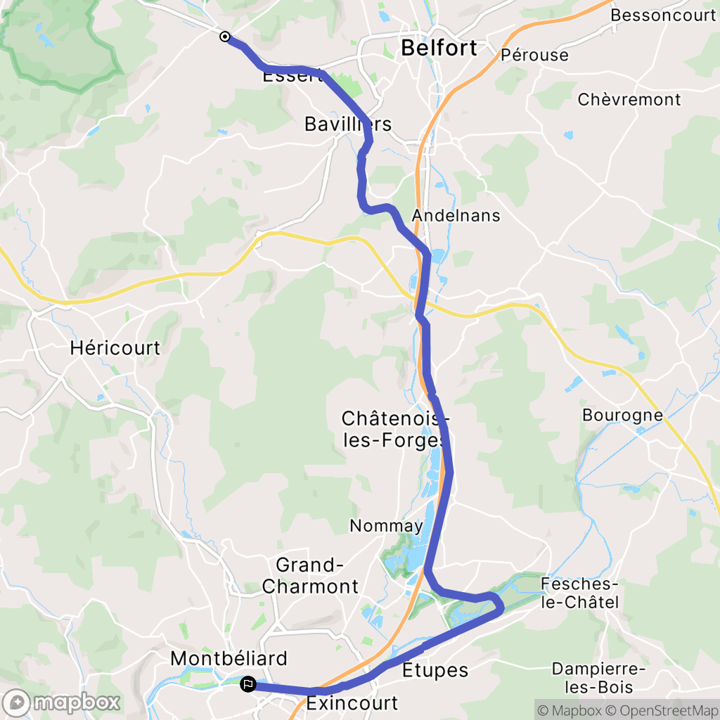 Châlonvillars : carte du parcours de randonnée - France