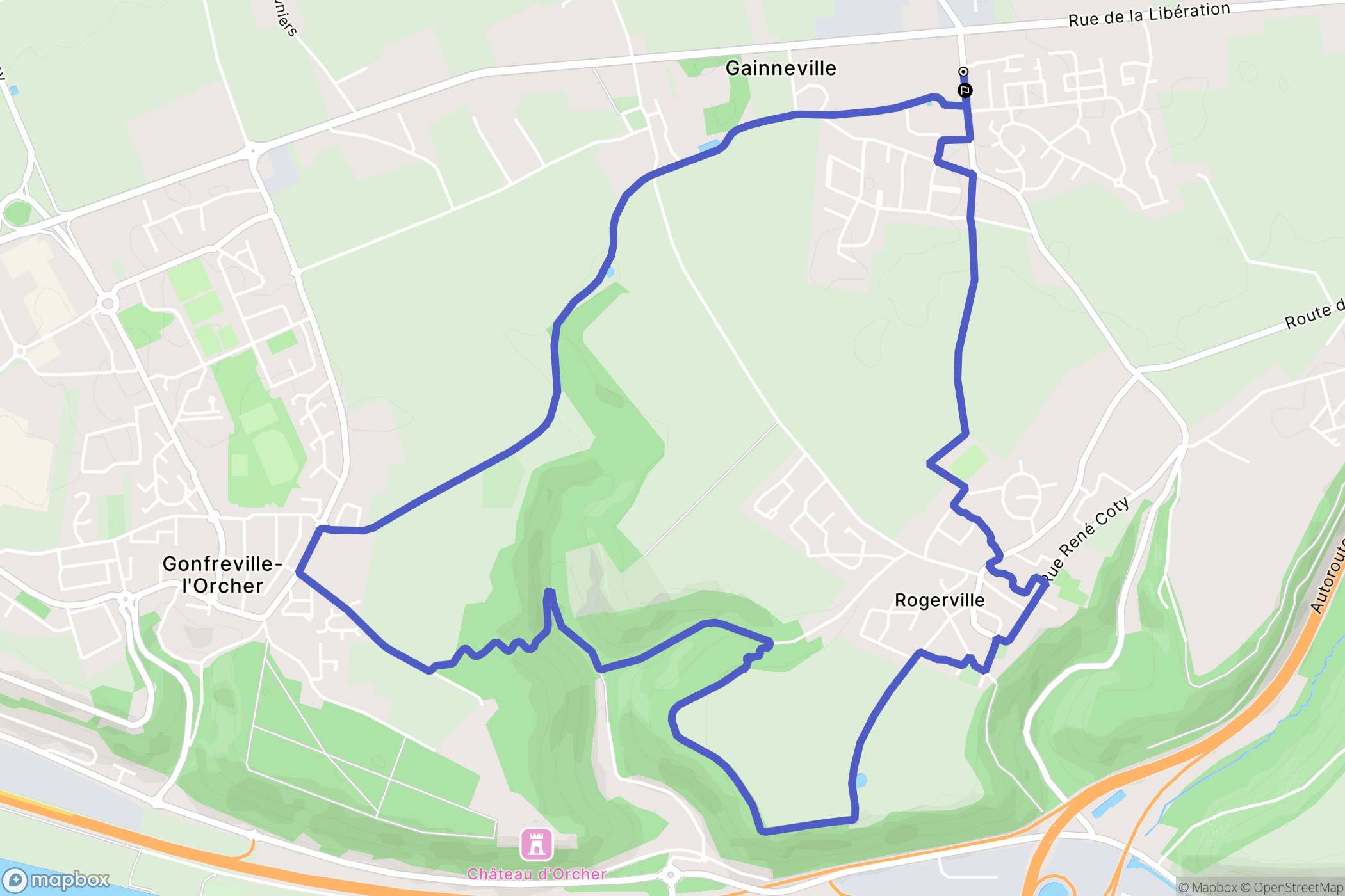 Gainneville : carte du parcours de randonnée - France