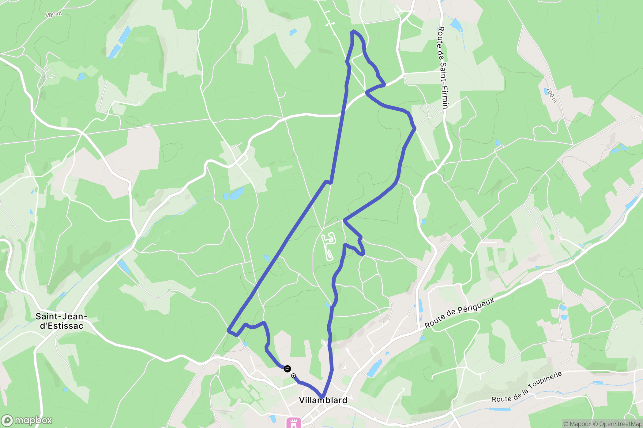 Villamblard : carte du parcours de randonnée - France