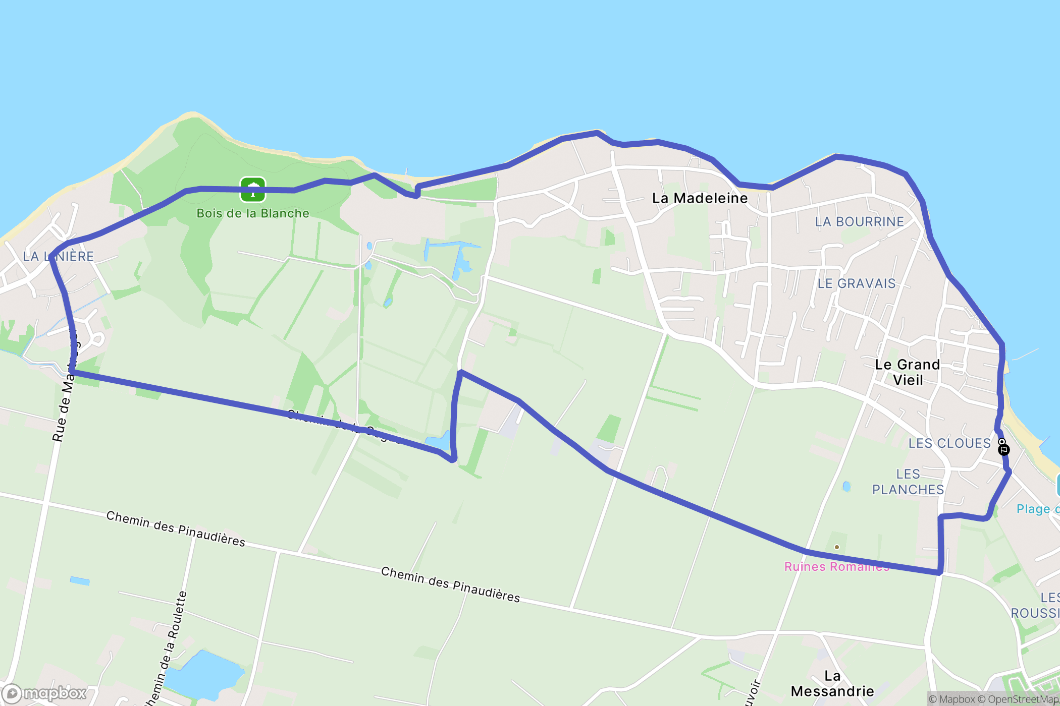 Noirmoutier-en-l'Île : carte du parcours de randonnée - France