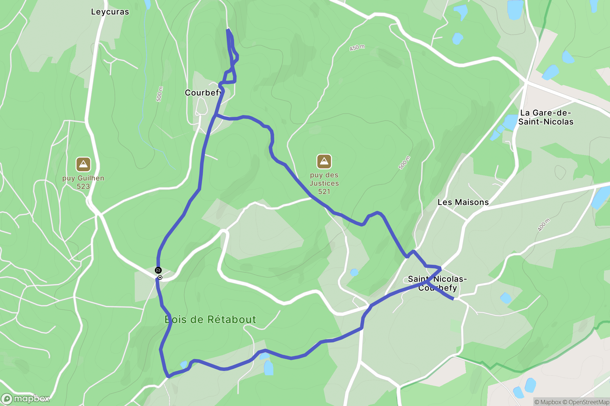 Bussière-Galant : carte du parcours de randonnée - France