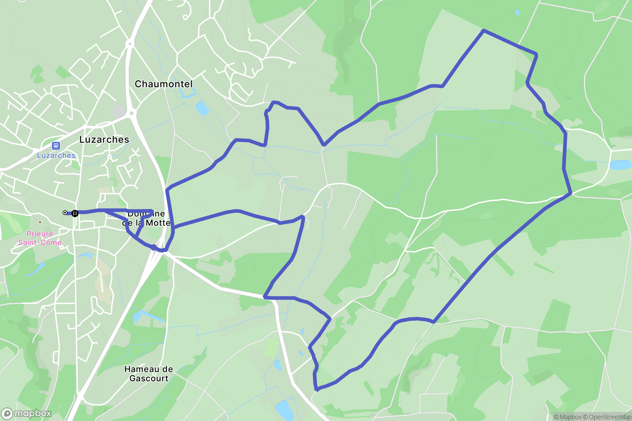 Luzarches : carte du parcours de randonnée - France