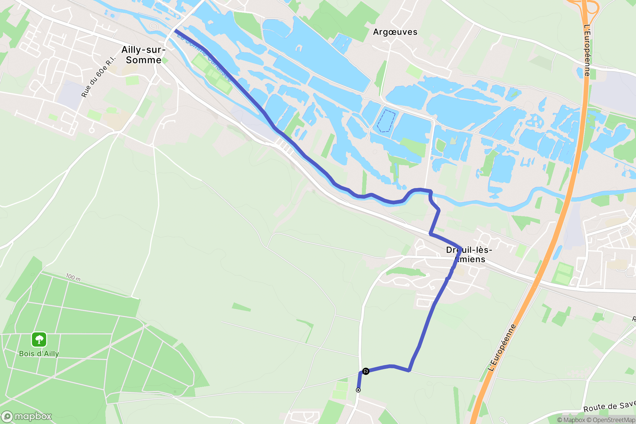 Saveuse : carte du parcours de randonnée - France