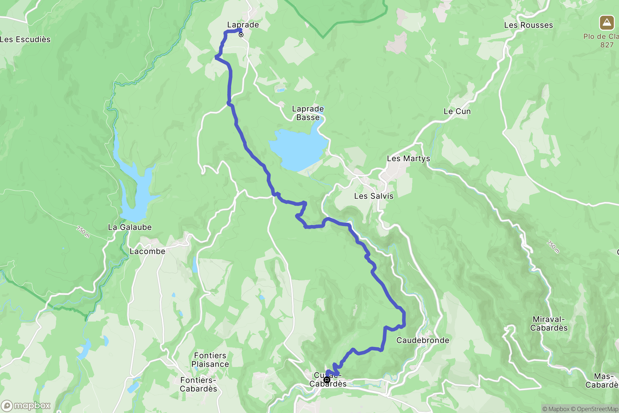 Laprade : carte du parcours de randonnée - France