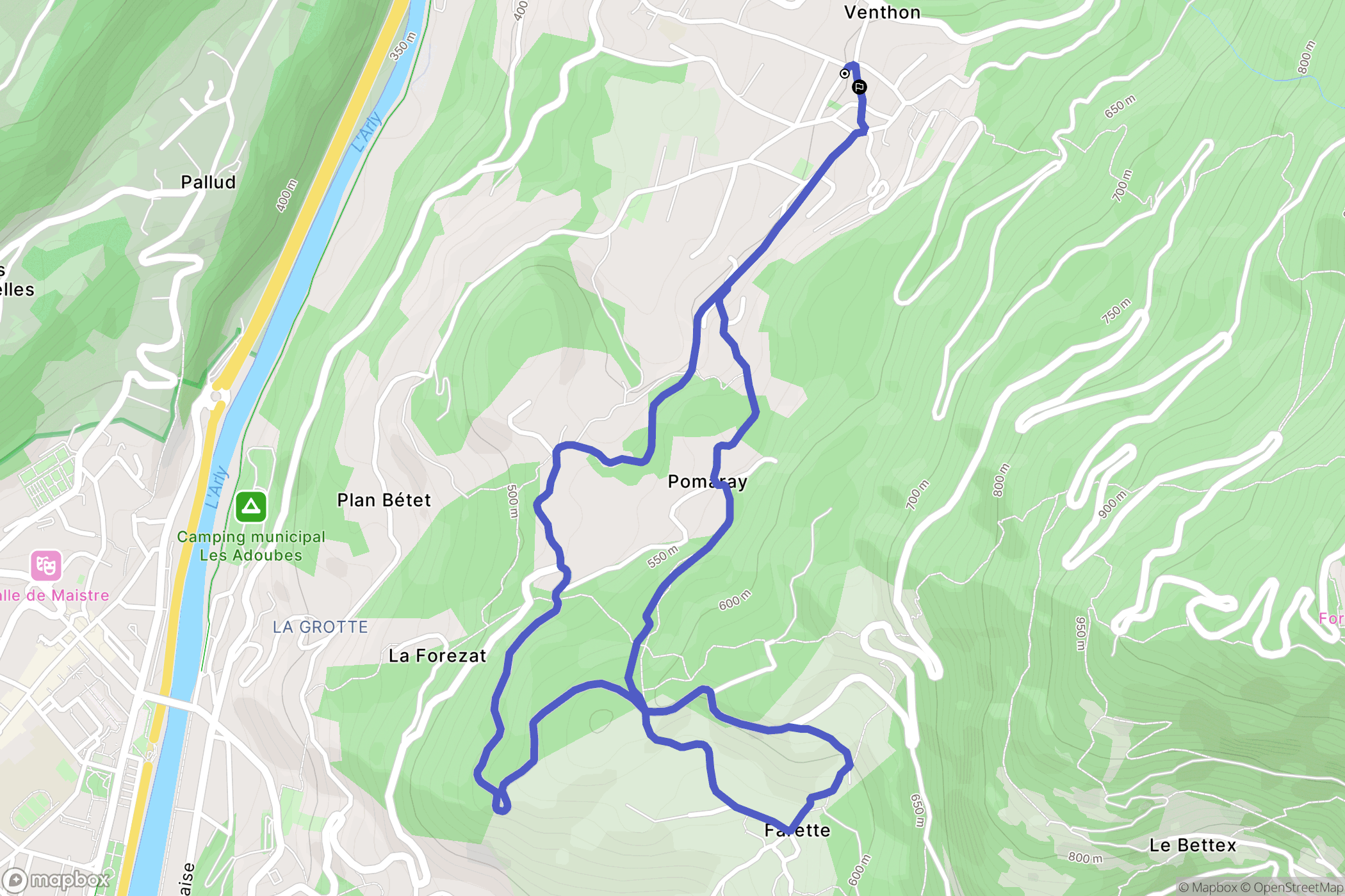 Venthon : carte du parcours de randonnée - France