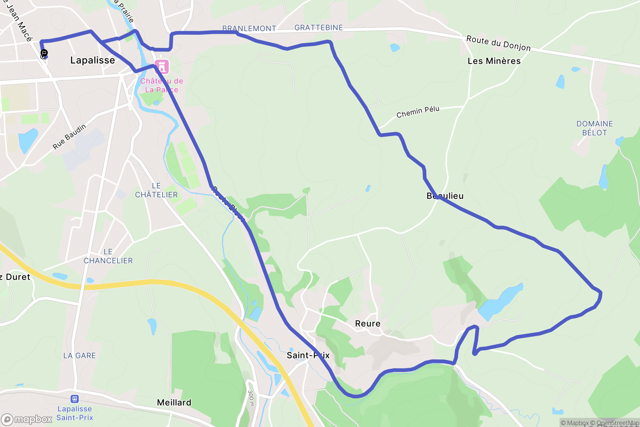 Lapalisse : carte du parcours de randonnée - France