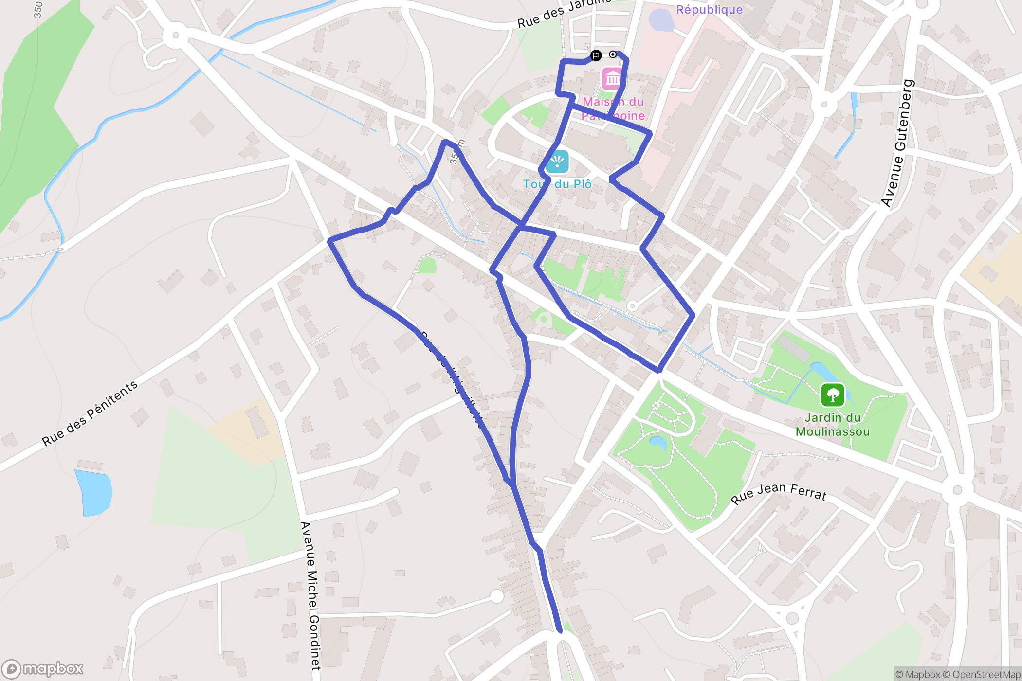 Saint-Yrieix-la-Perche : carte du parcours de randonnée - France