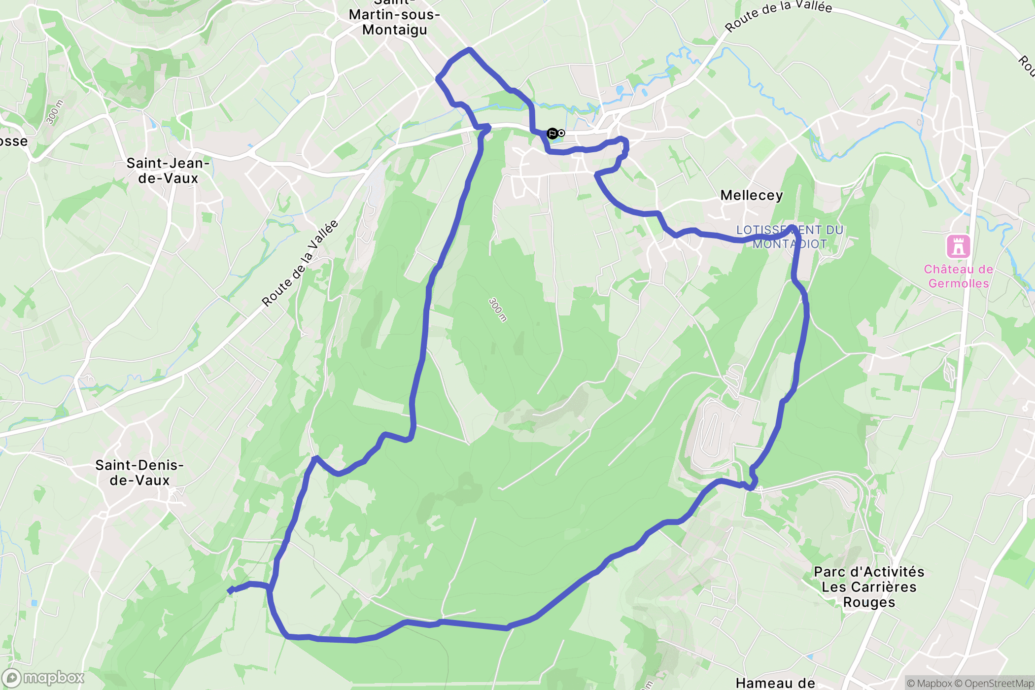 Mellecey : carte du parcours de randonnée - France