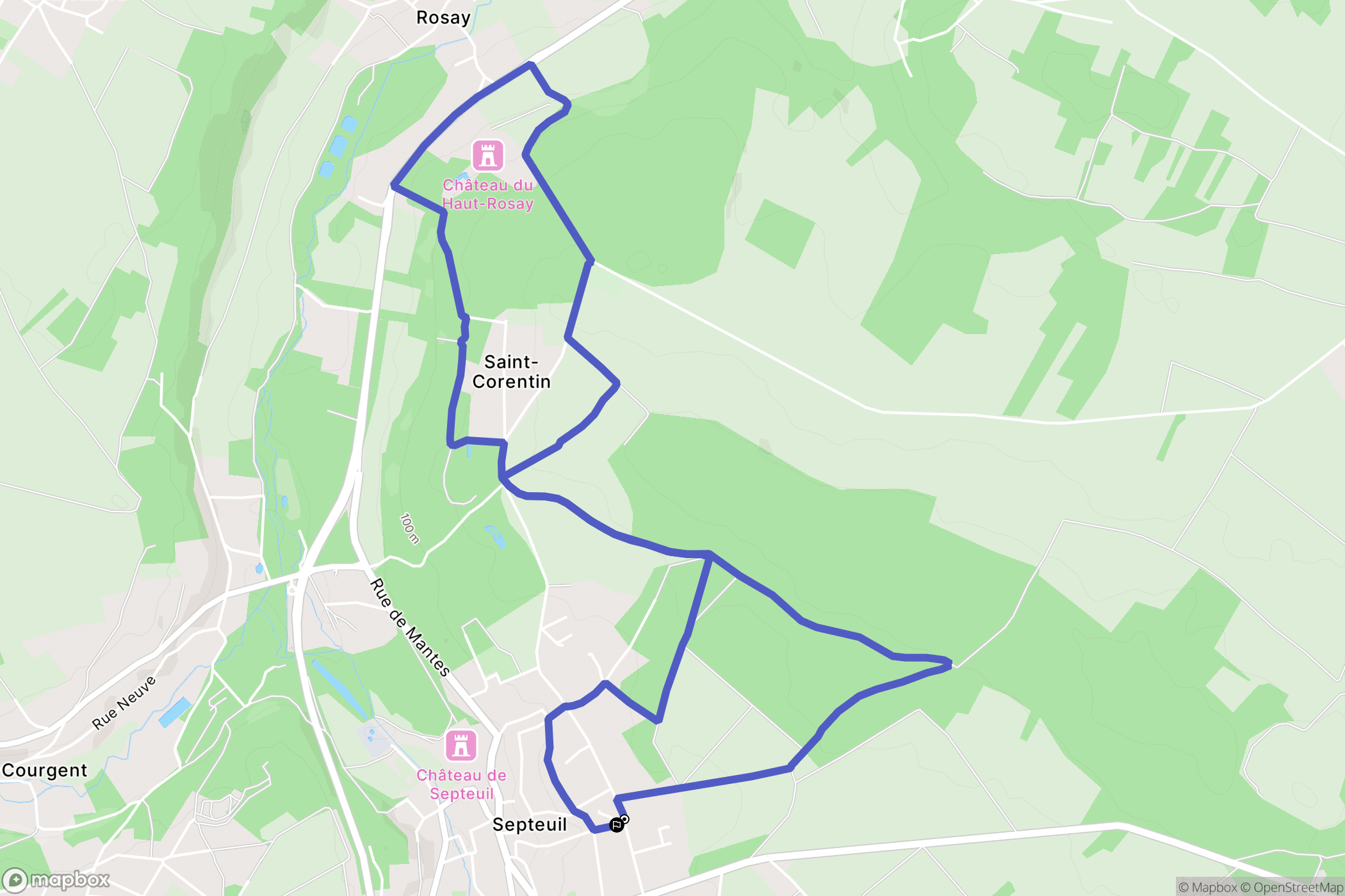 Septeuil : carte du parcours de randonnée - France