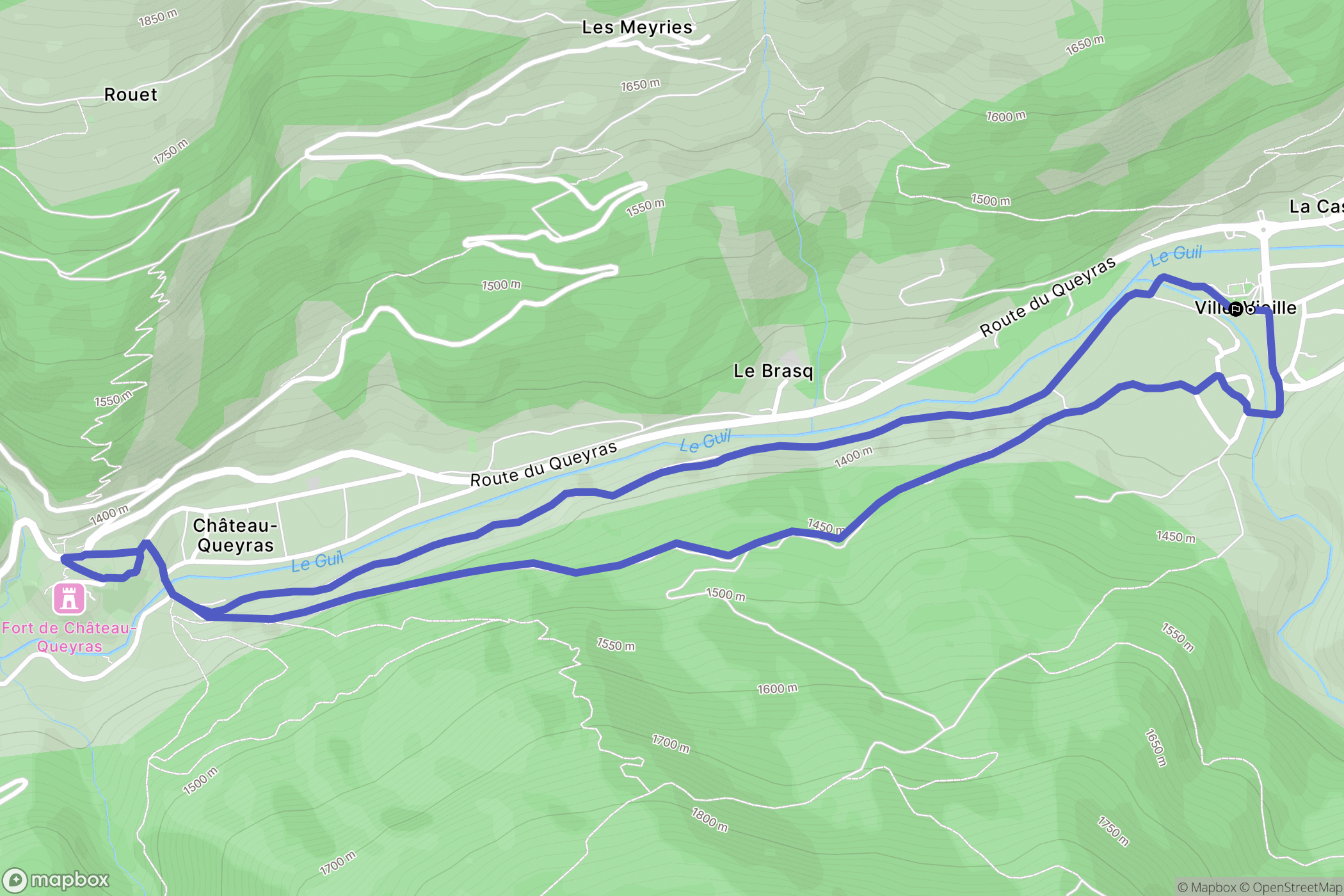 Château-Ville-Vieille : carte du parcours de randonnée - France
