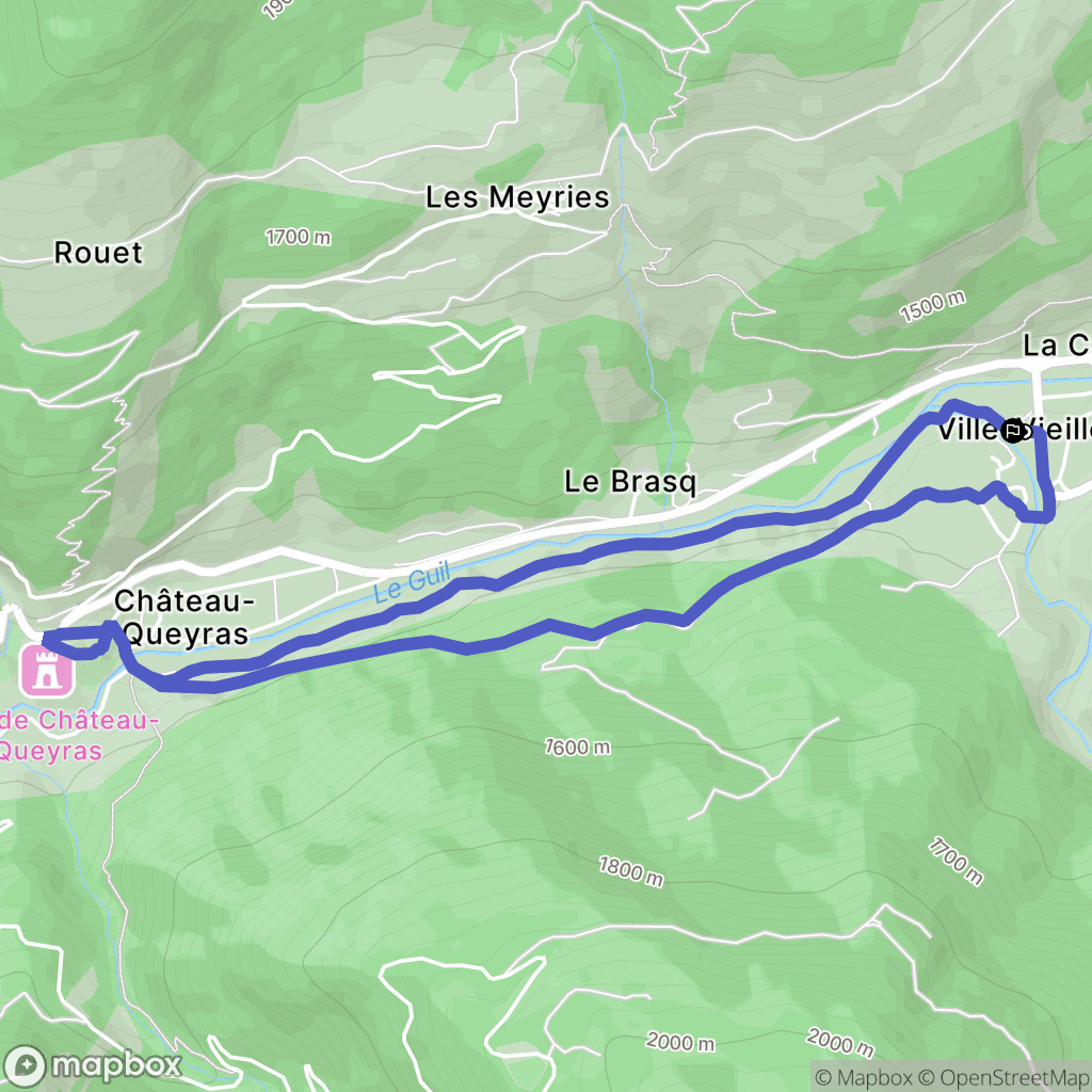 Château-Ville-Vieille : carte du parcours de randonnée - France