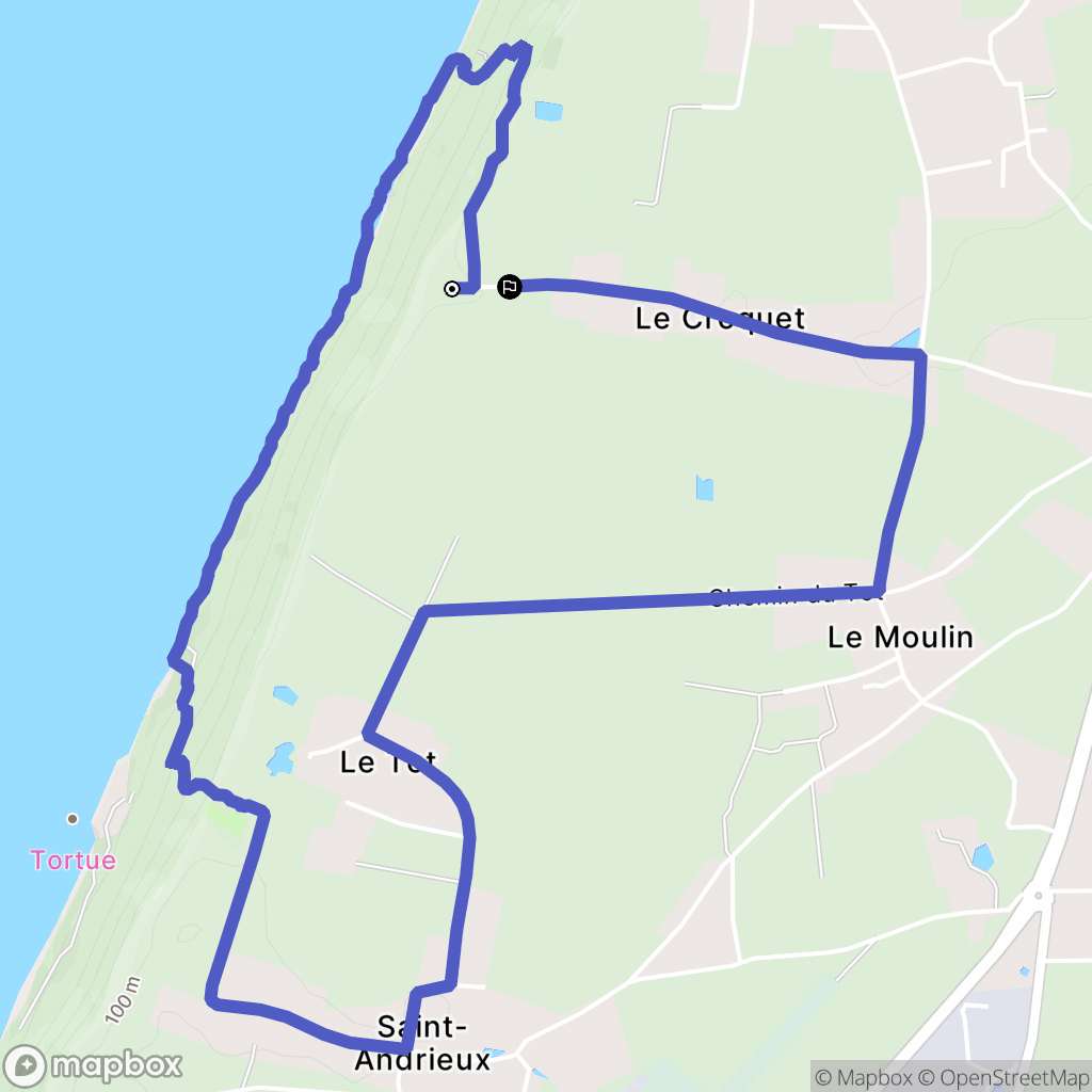 Octeville-sur-Mer : carte du parcours de randonnée - France