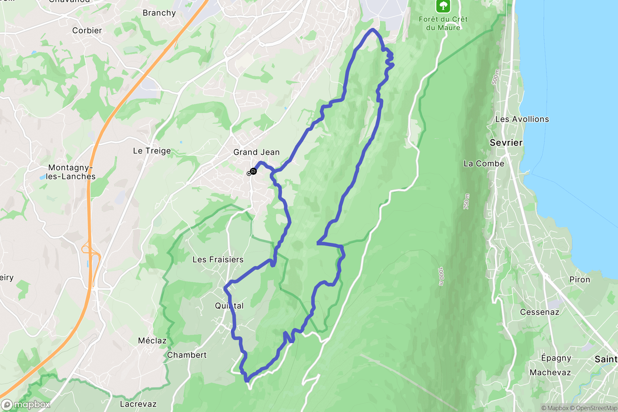 Annecy : carte du parcours de randonnée - France