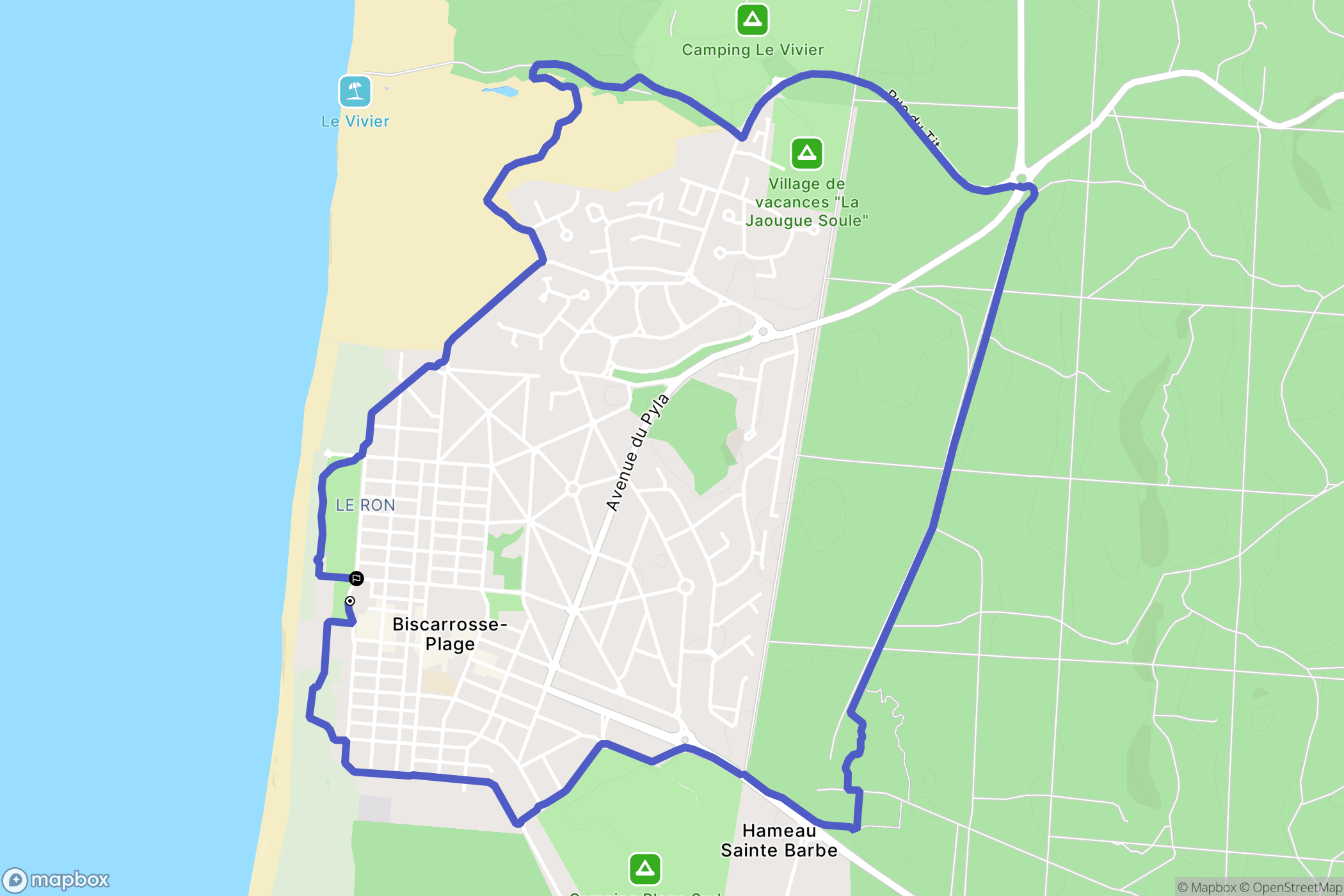 Biscarrosse : carte du parcours de randonnée - France