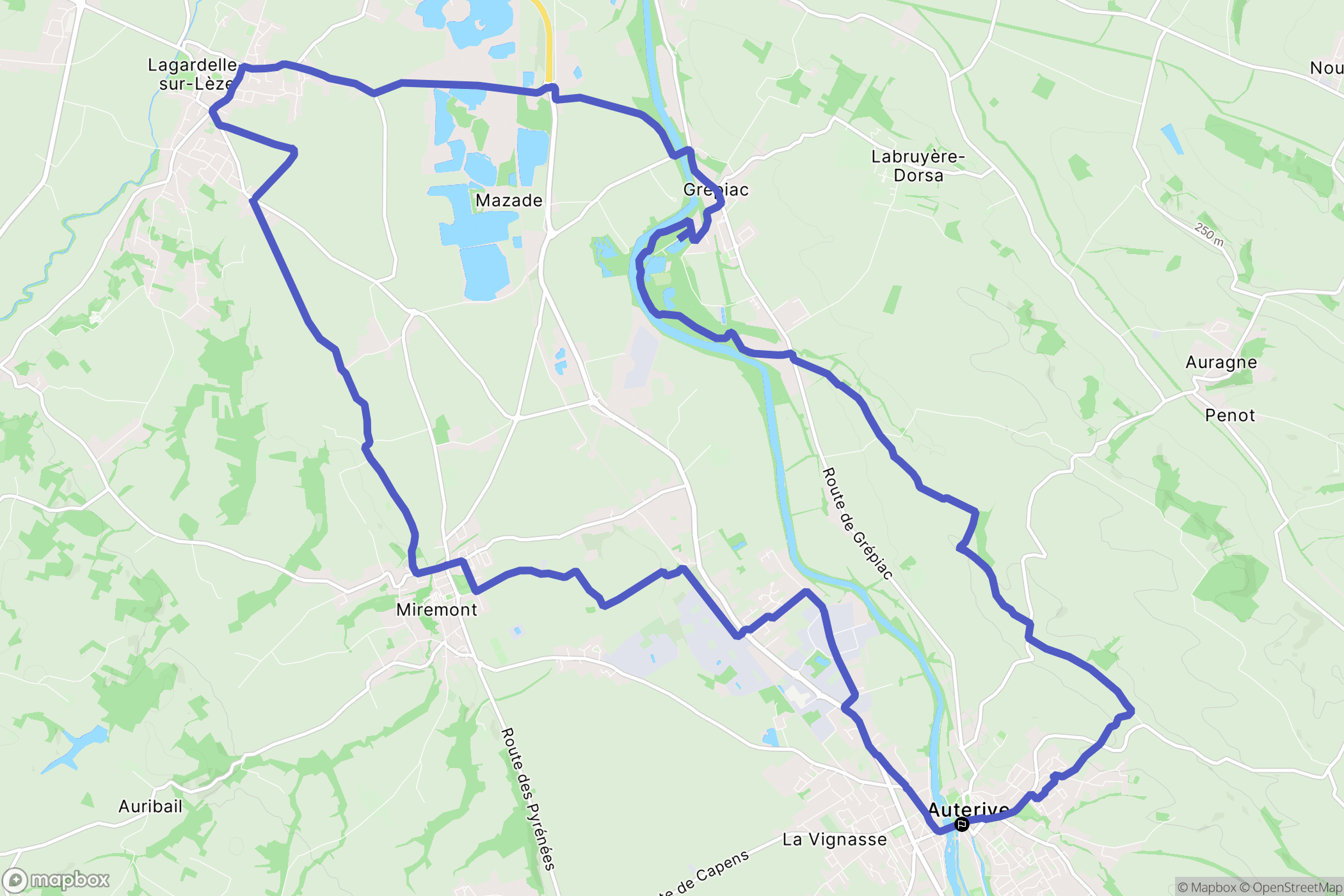 Auterive : carte du parcours de randonnée - France