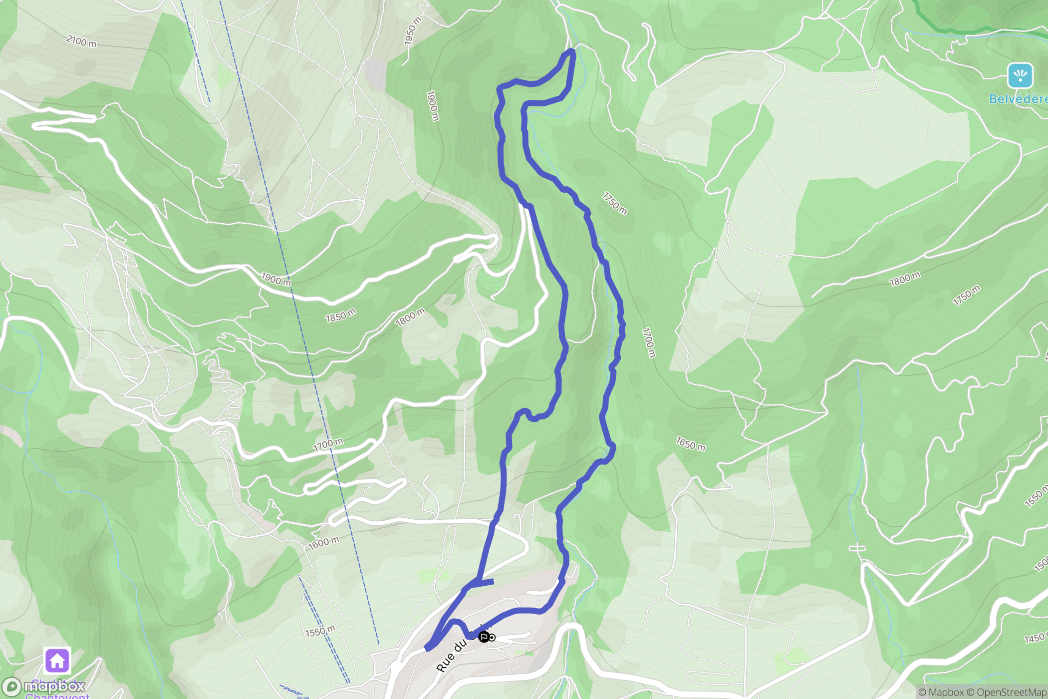 Aussois : carte du parcours de randonnée - France