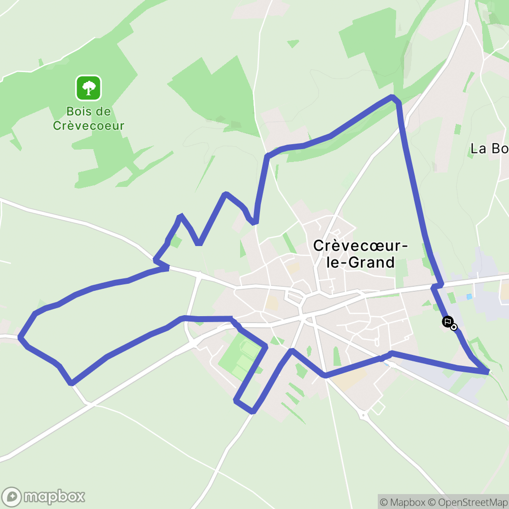 Crèvecœur-le-Grand : carte du parcours de randonnée - France