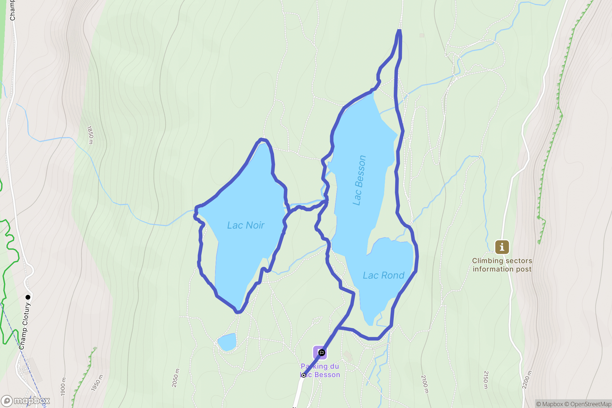 Huez : carte du parcours de randonnée - France