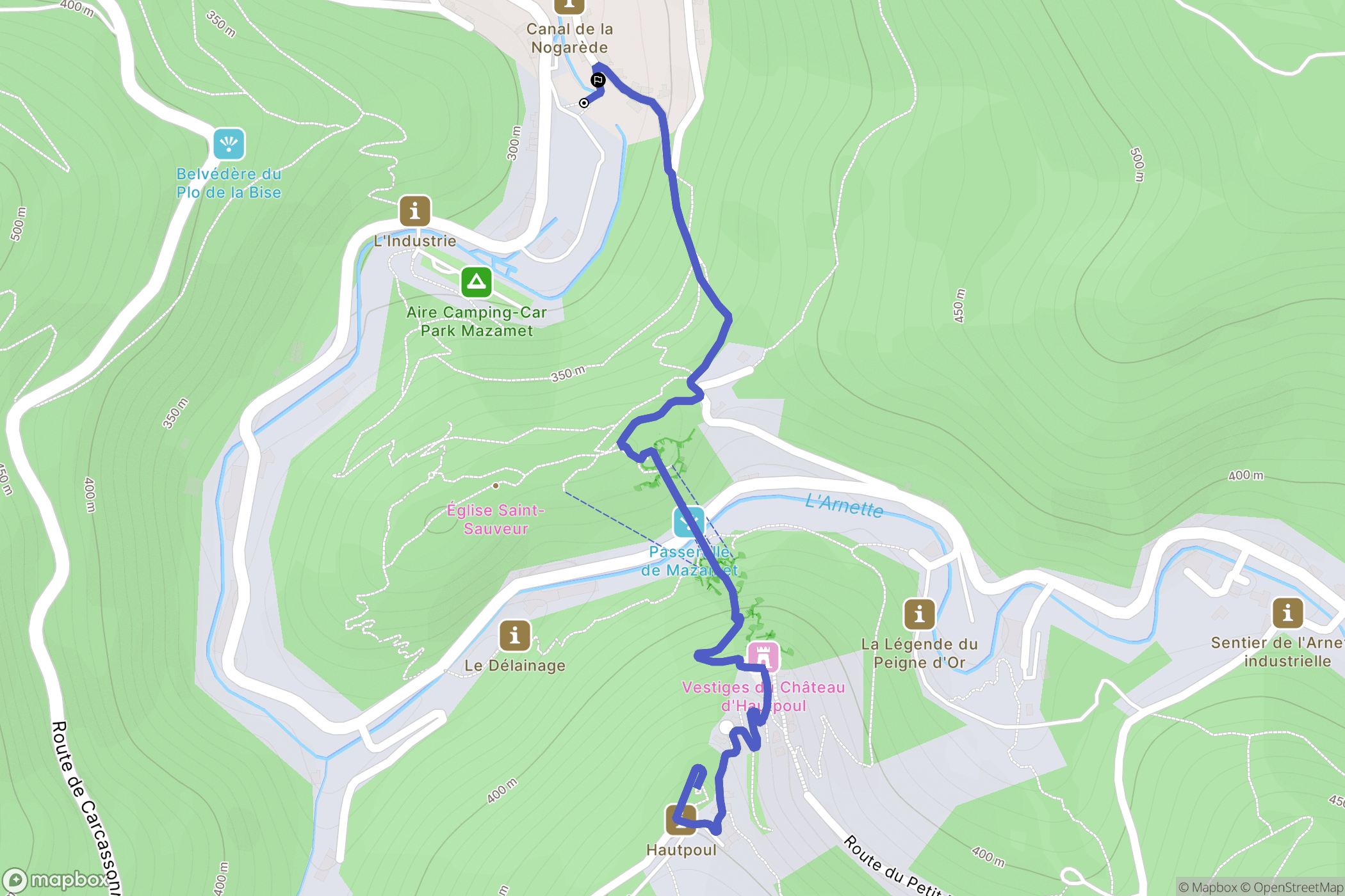 Mazamet : carte du parcours de randonnée - France