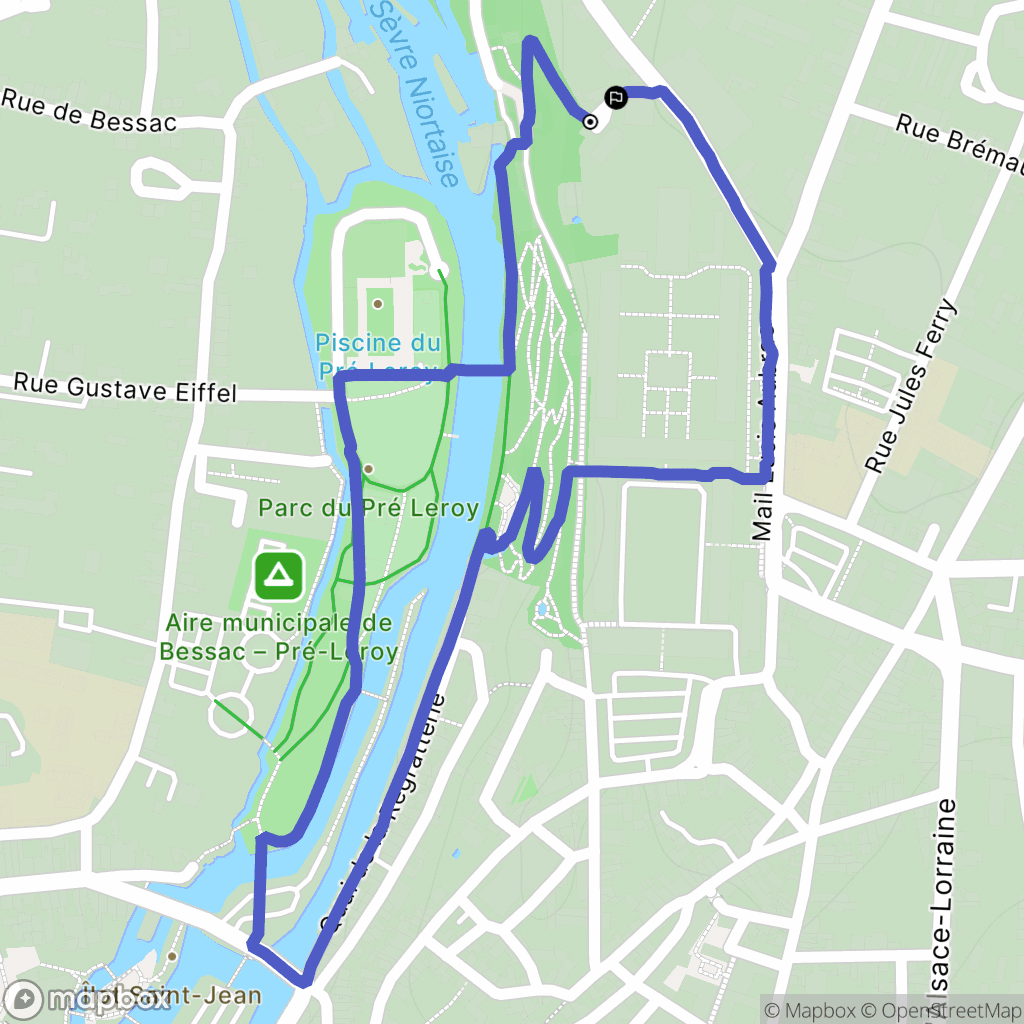 Niort : carte du parcours de randonnée - France