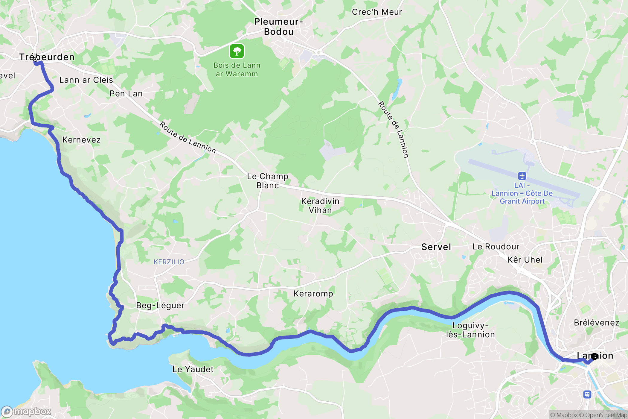 Trébeurden : carte du parcours de randonnée - France