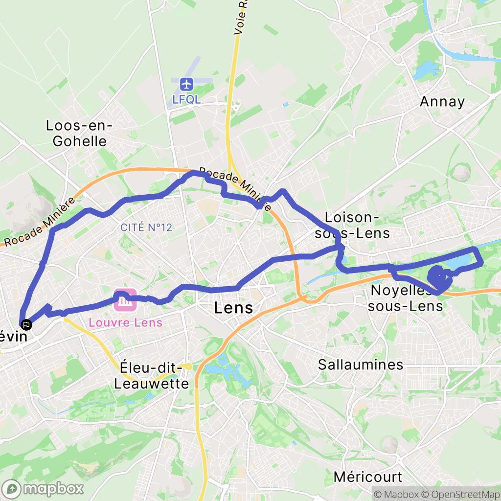 Liévin : carte du parcours de randonnée - France