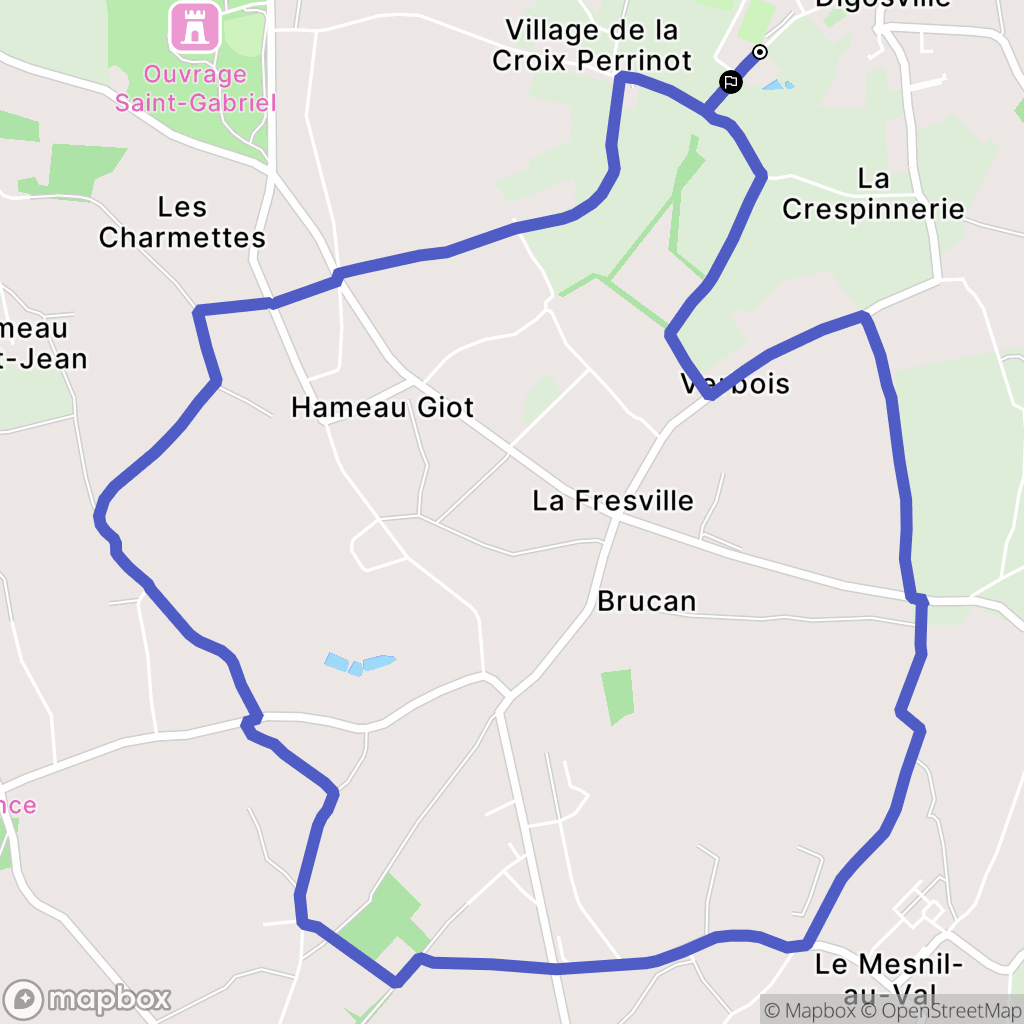 Digosville : carte du parcours de randonnée - France