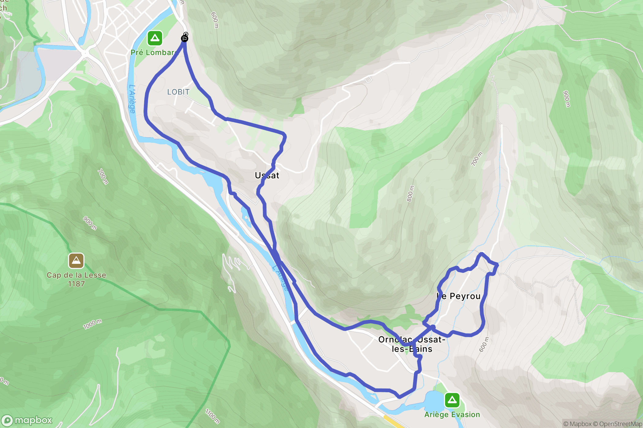 Ussat : carte du parcours de randonnée - France
