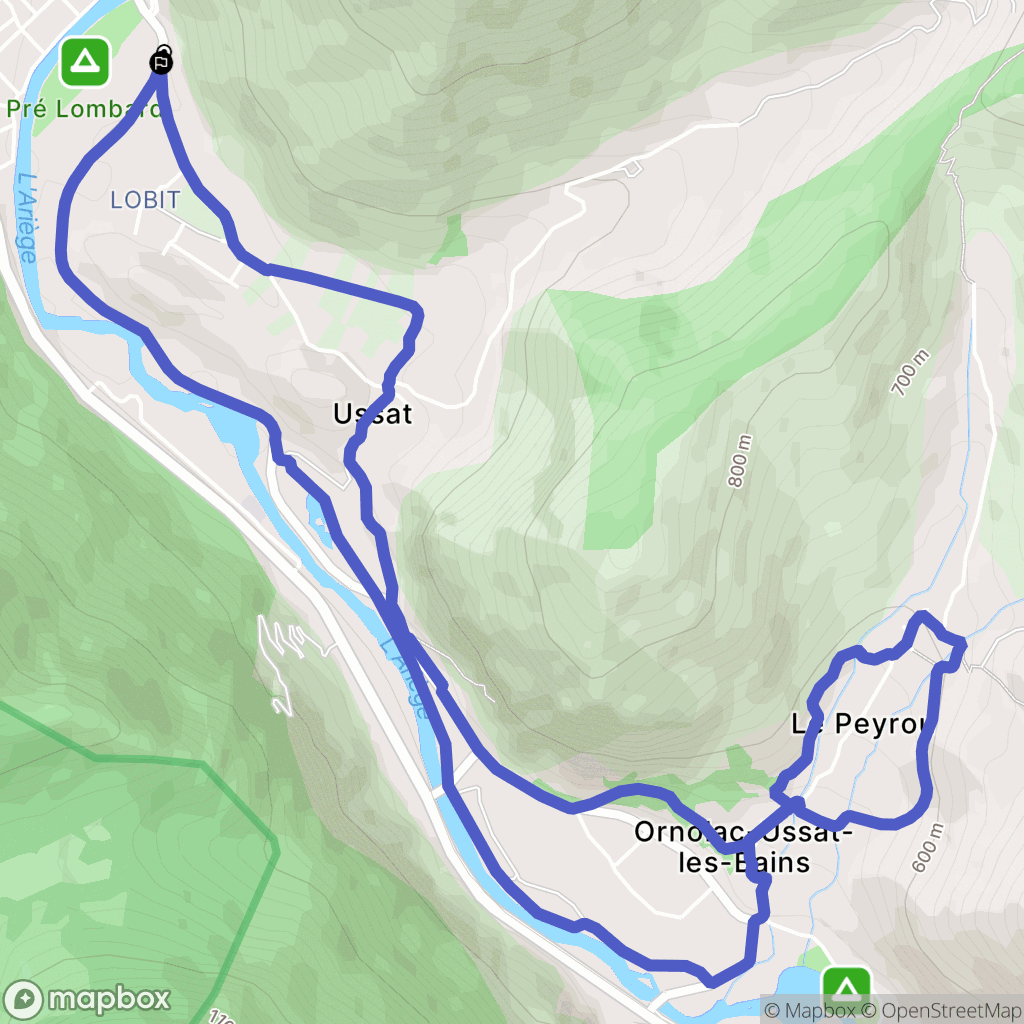 Ussat : carte du parcours de randonnée - France