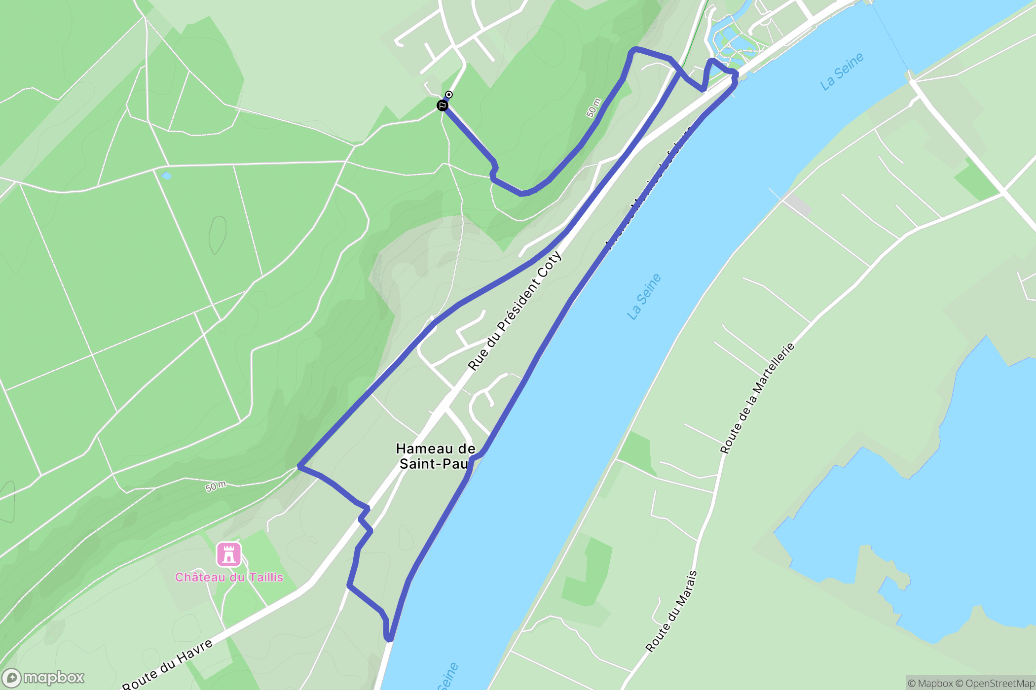 Le Trait : carte du parcours de randonnée - France