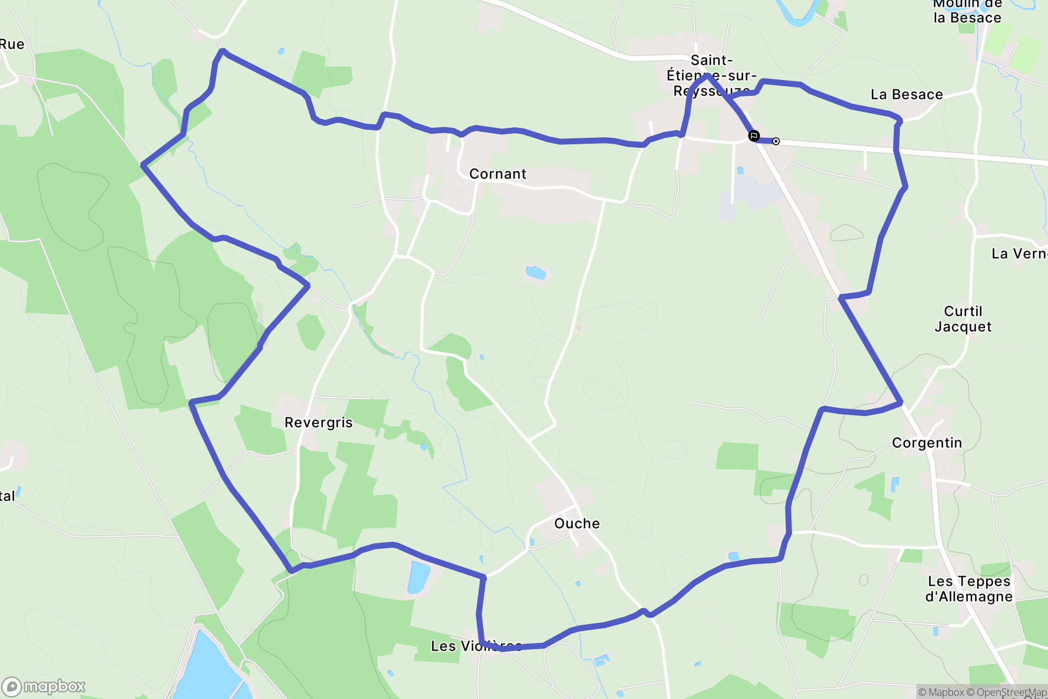 Saint-Étienne-sur-Reyssouze : carte du parcours de randonnée - France