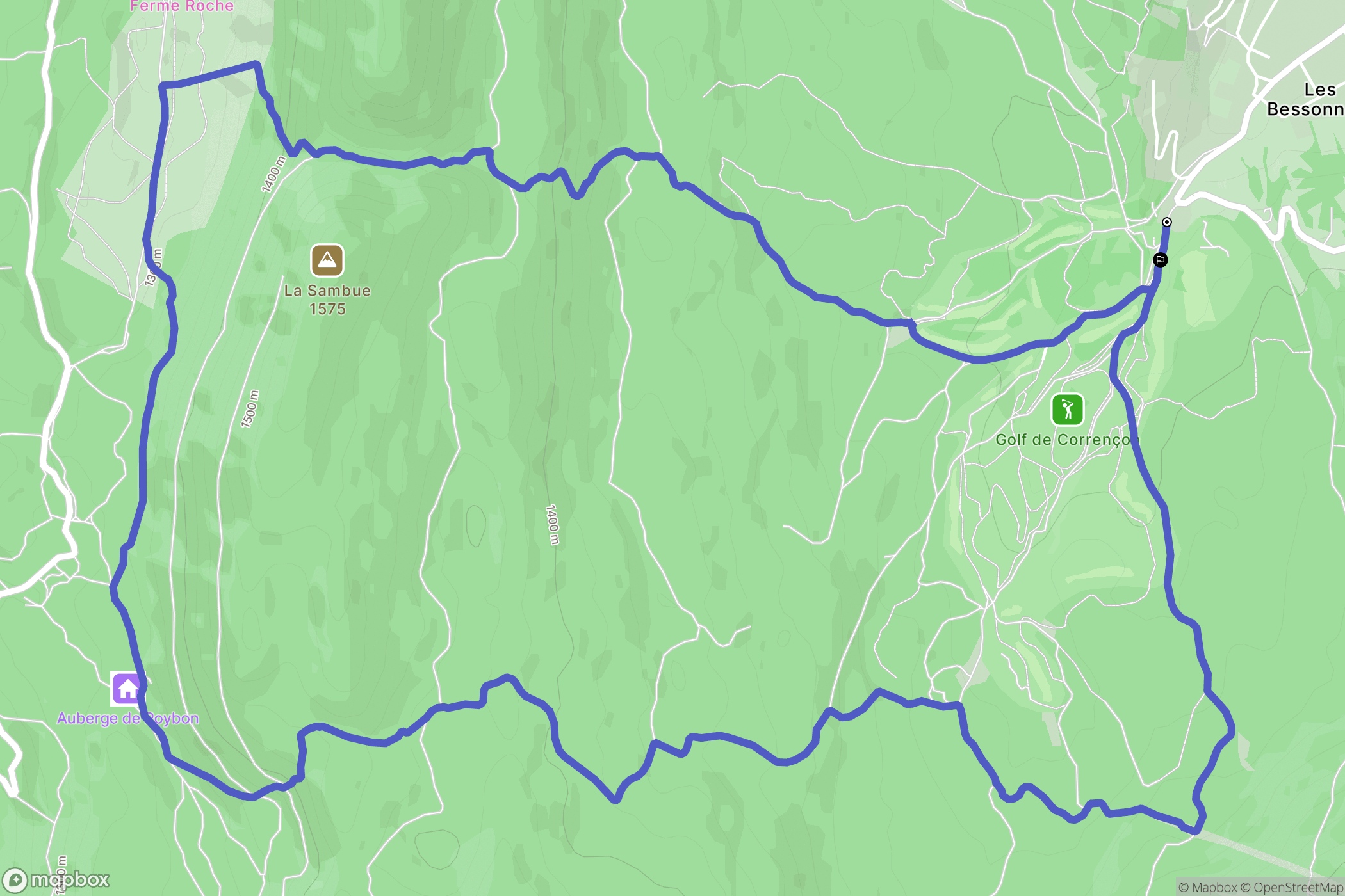 Corrençon-en-Vercors : carte du parcours de randonnée - France