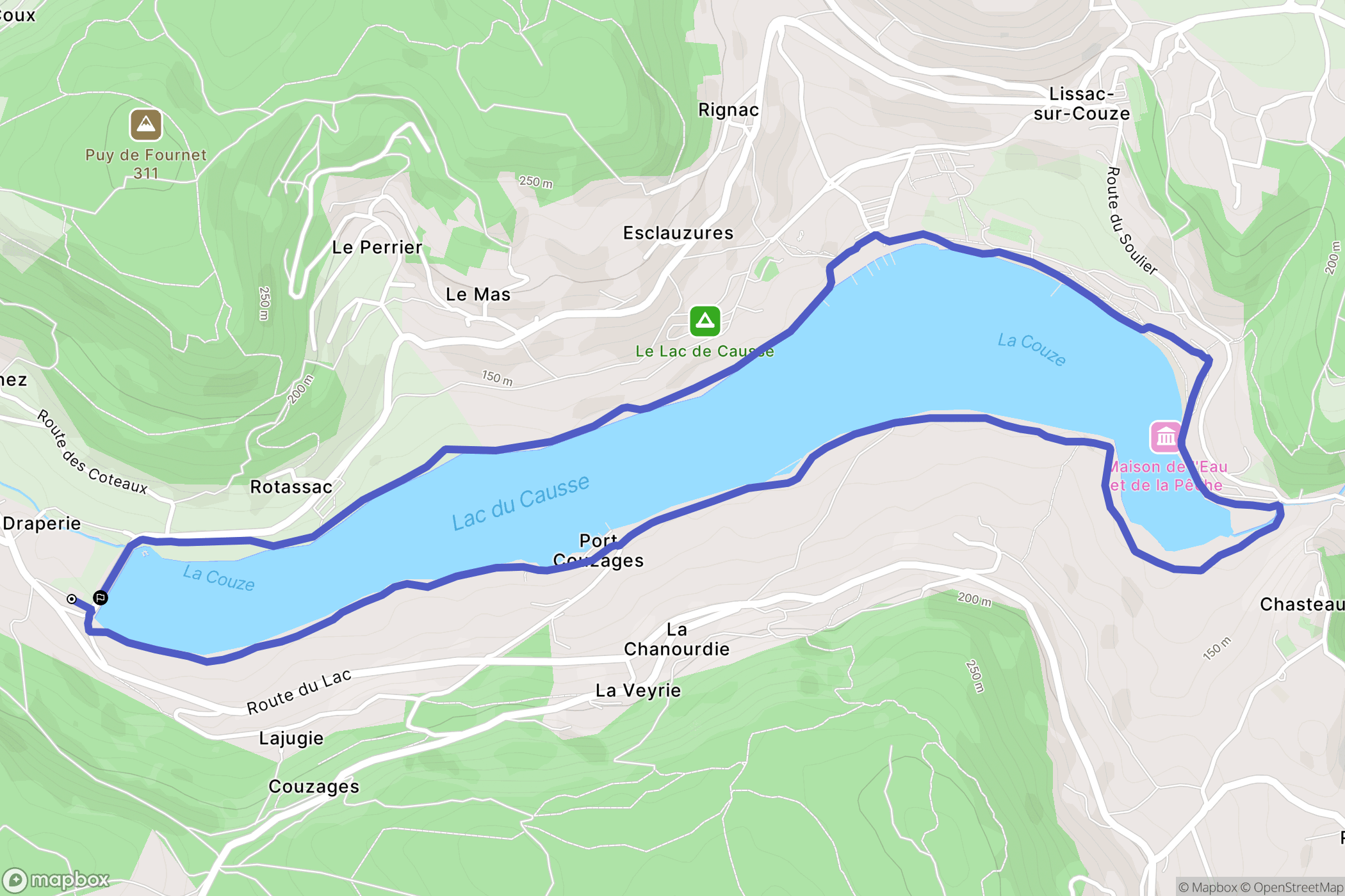 Saint-Cernin-de-Larche : carte du parcours de randonnée - France