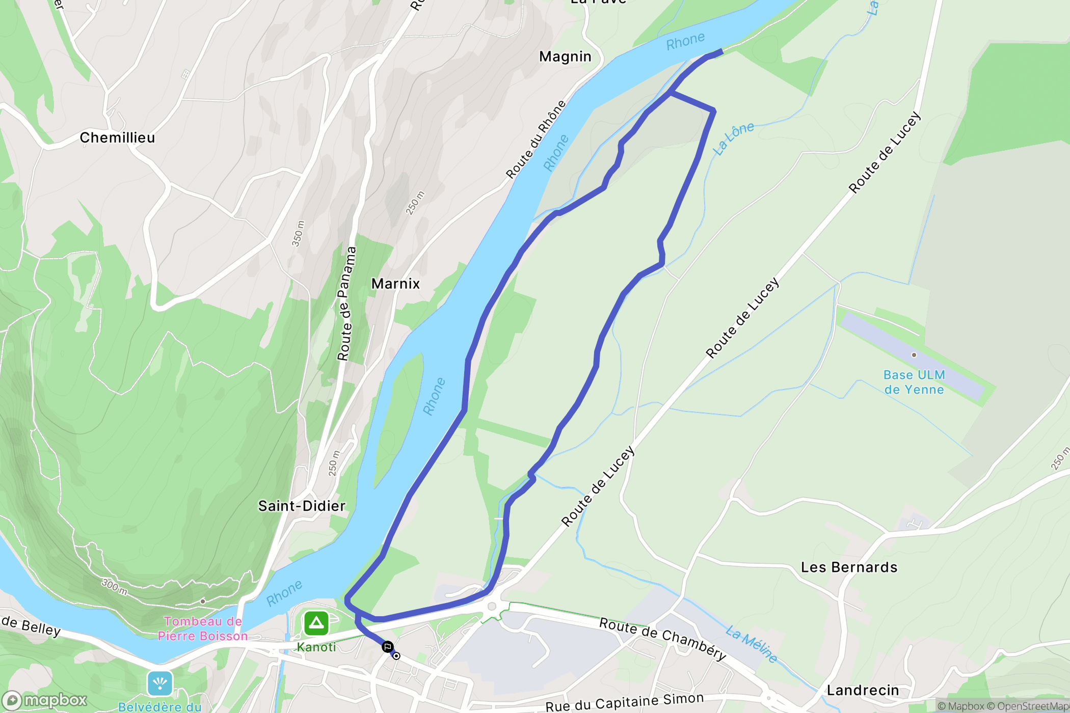 Yenne : carte du parcours de randonnée - France