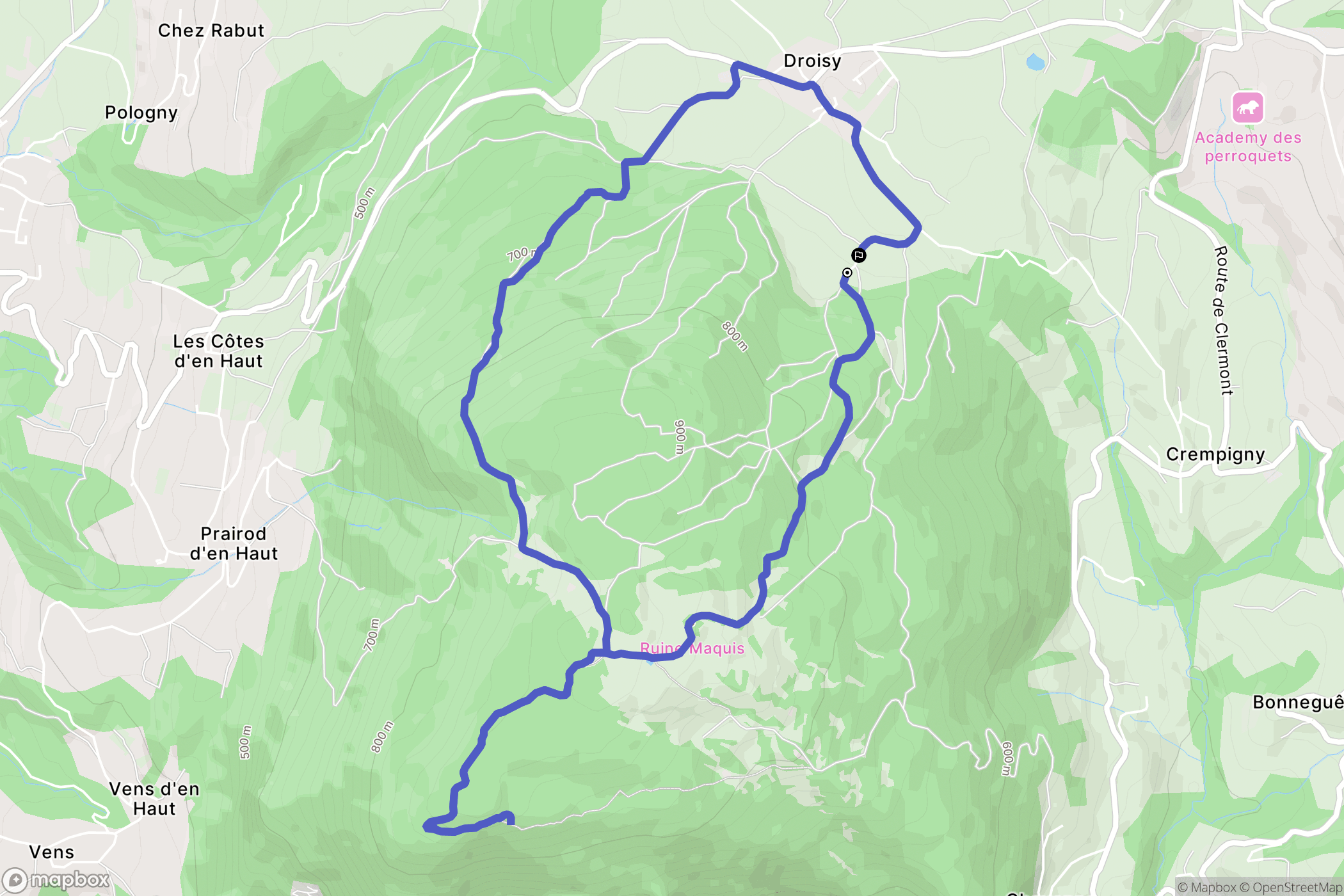 Droisy : carte du parcours de randonnée - France
