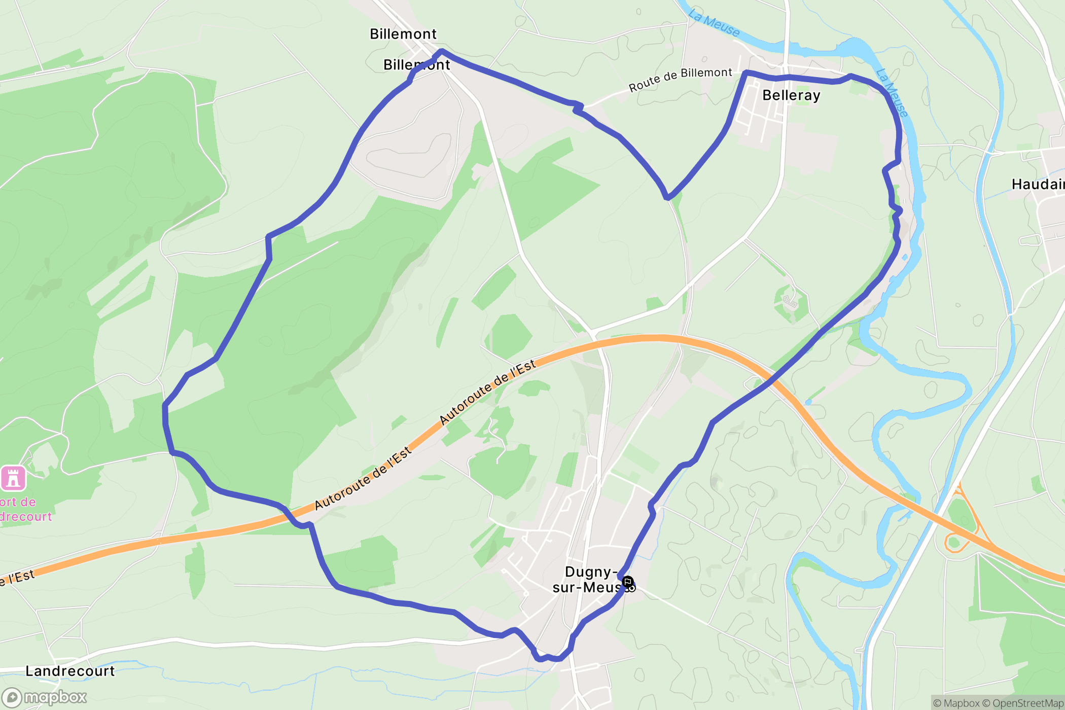 Dugny-sur-Meuse : carte du parcours de randonnée - France